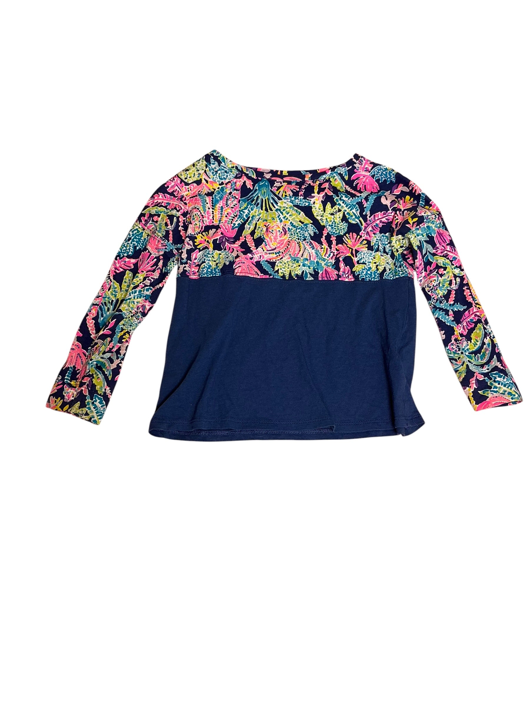 Lilly Pulitzer Girls Finn Top Oyster Bay Navy Seen And Herd - Size XS