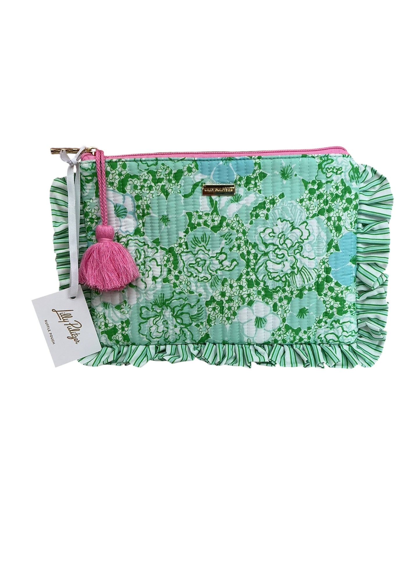 Lilly Pulitzer NWT Quilted Ruffle Zipper Pouch Mint Condition Burst Of Joy