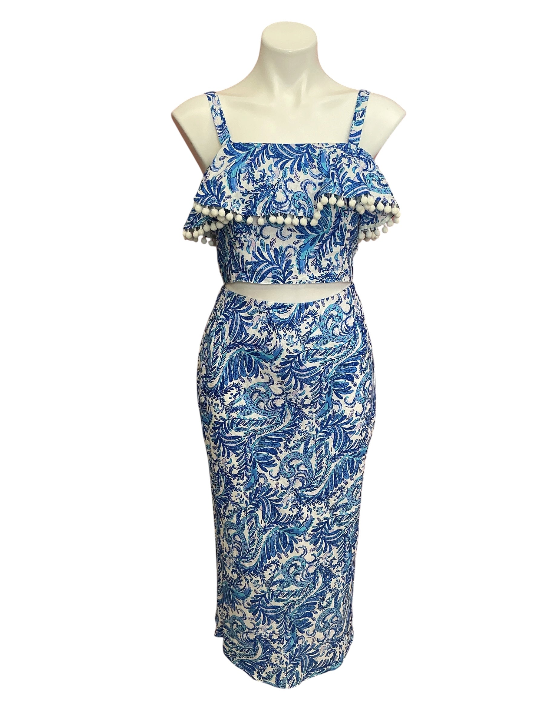 Lilly Pulitzer NWT Gretna 2PC Set Baha Blue Bird Is The Word - Size 2