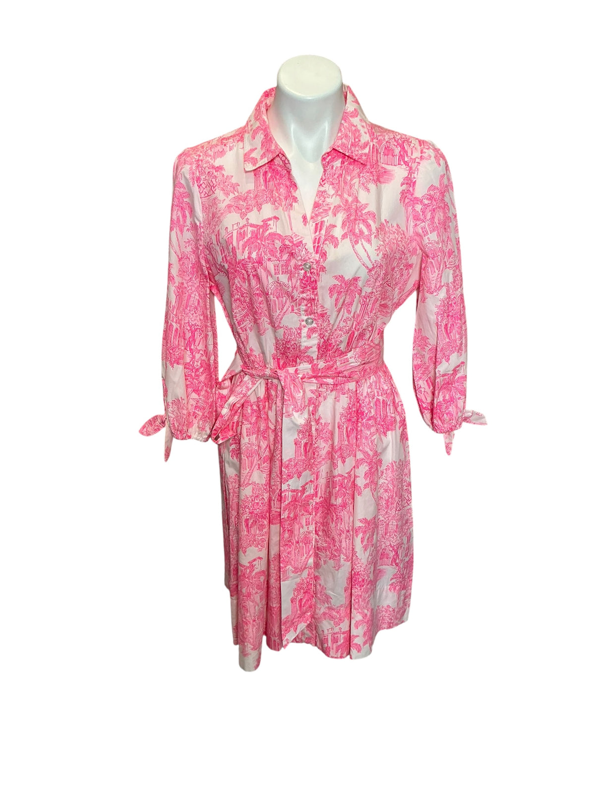 Lilly Pulitzer Amrita 3/4 Sleeve Cotton Shirtdress Resort White PB Anniversary Toile - Size 10