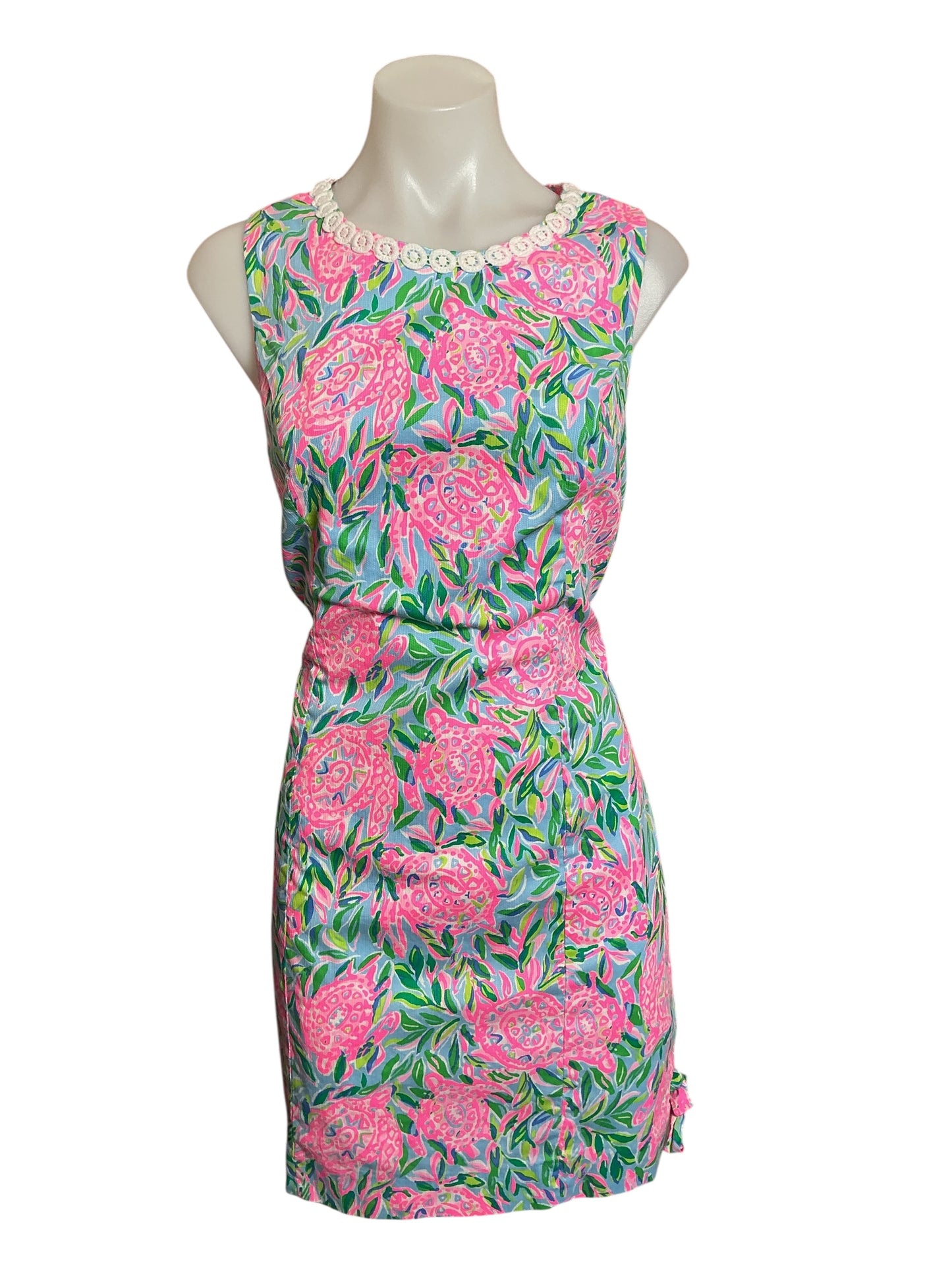 Lilly Pulitzer Mila Stretch Shift Dress Frenchie Blue Turtley in Love - Size 8