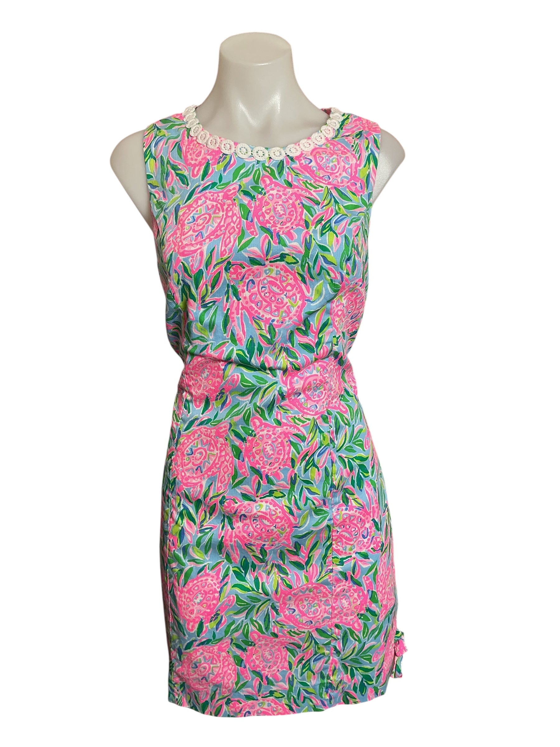 Lilly Pulitzer Mila Stretch Shift Dress Frenchie Blue Turtley in Love - Size 8