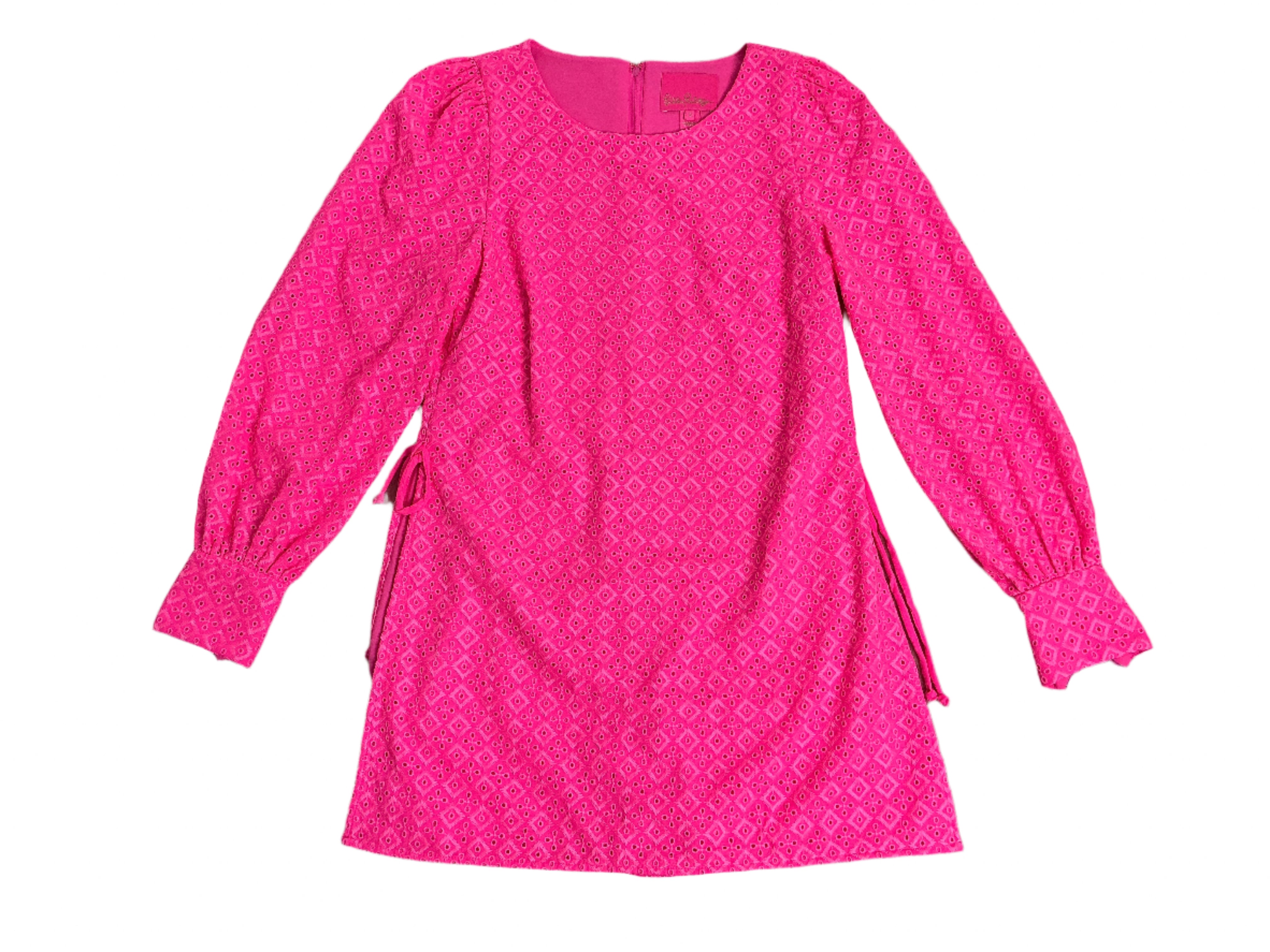 Lilly Pulitzer Aisha Romper - Pink Isle Ditsy Diamond Poly Eyelet - Size 2