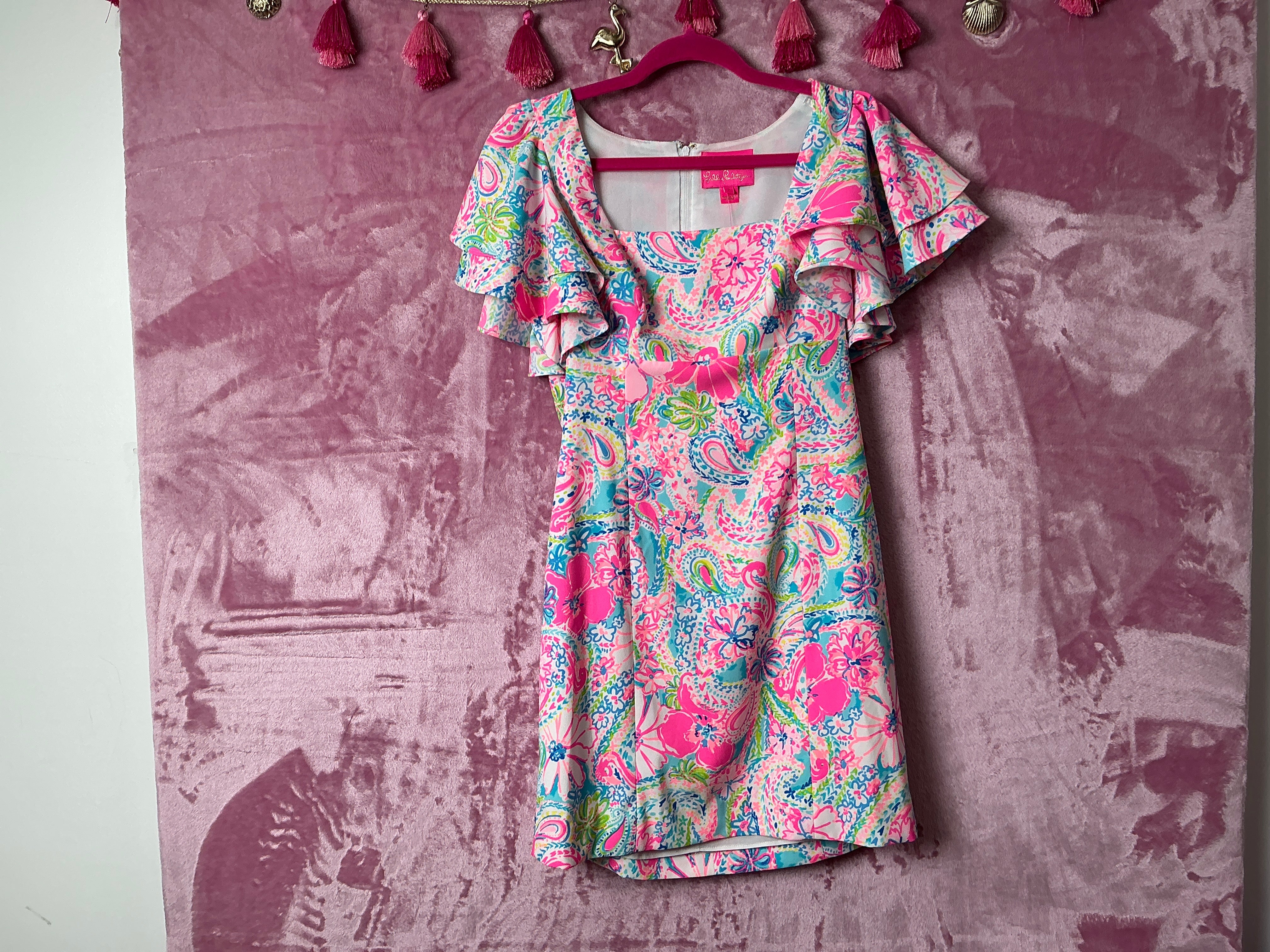 Lilly Pulitzer NWT Anniston Stretched Dress Flock Full Of Fun - Size 2