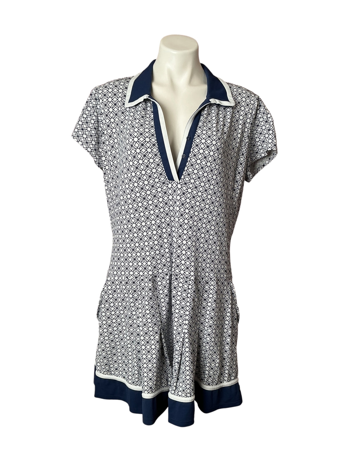 Lilly Pulitzer UPF 50+ Luxletic Jessamy Dress Deep Navy Geo - Size XL