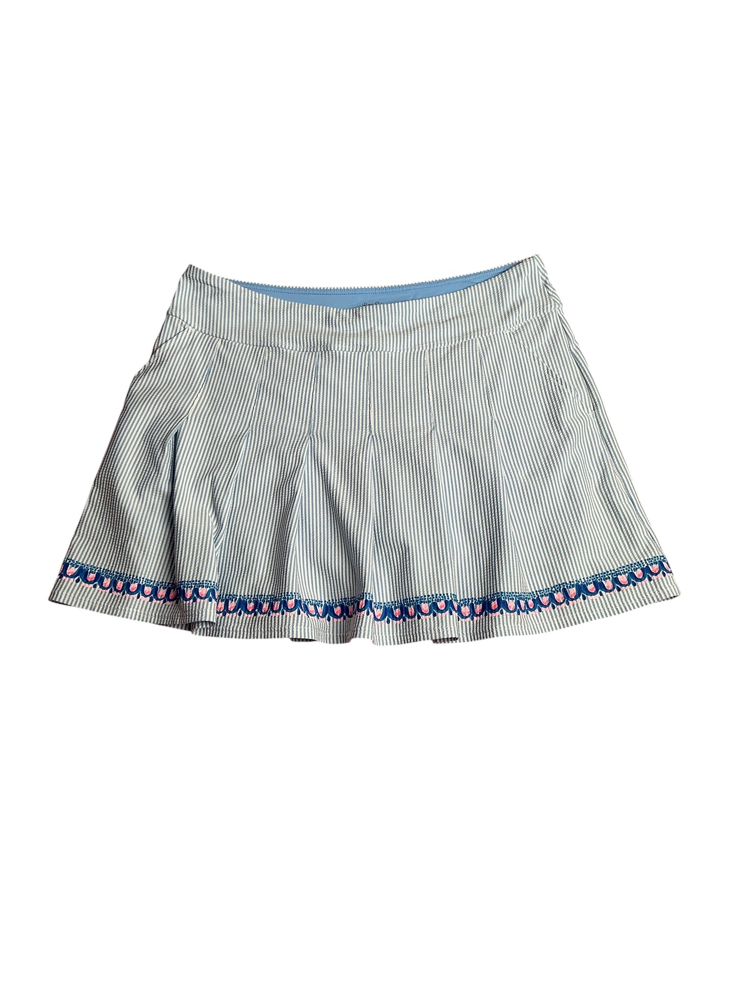 Lilly Pulitzer- Luxletic Priska Skort Blue Peri Performance Seersucker Size 16
