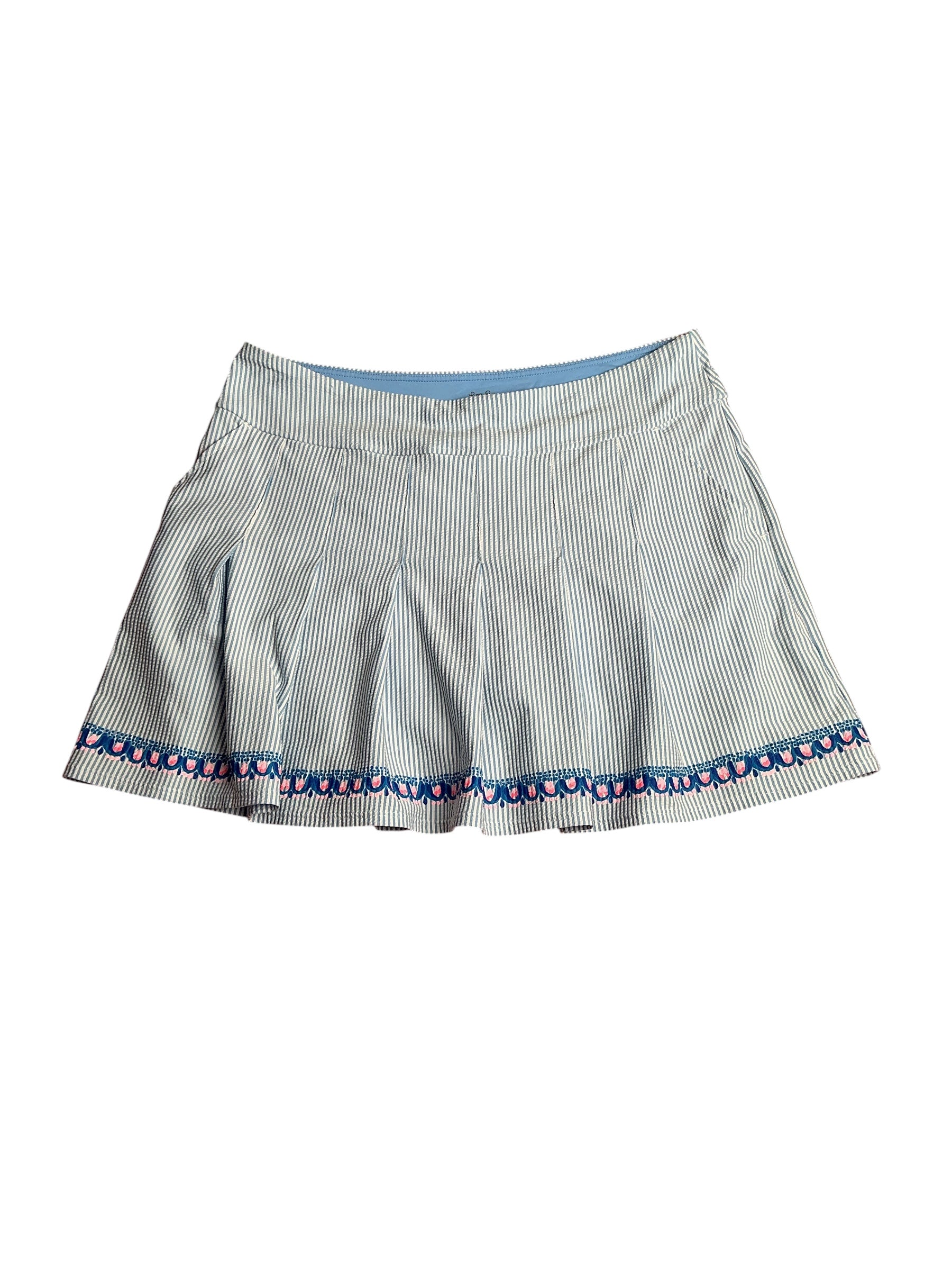 Lilly Pulitzer- Luxletic Priska Skort Blue Peri Performance Seersucker Size 16