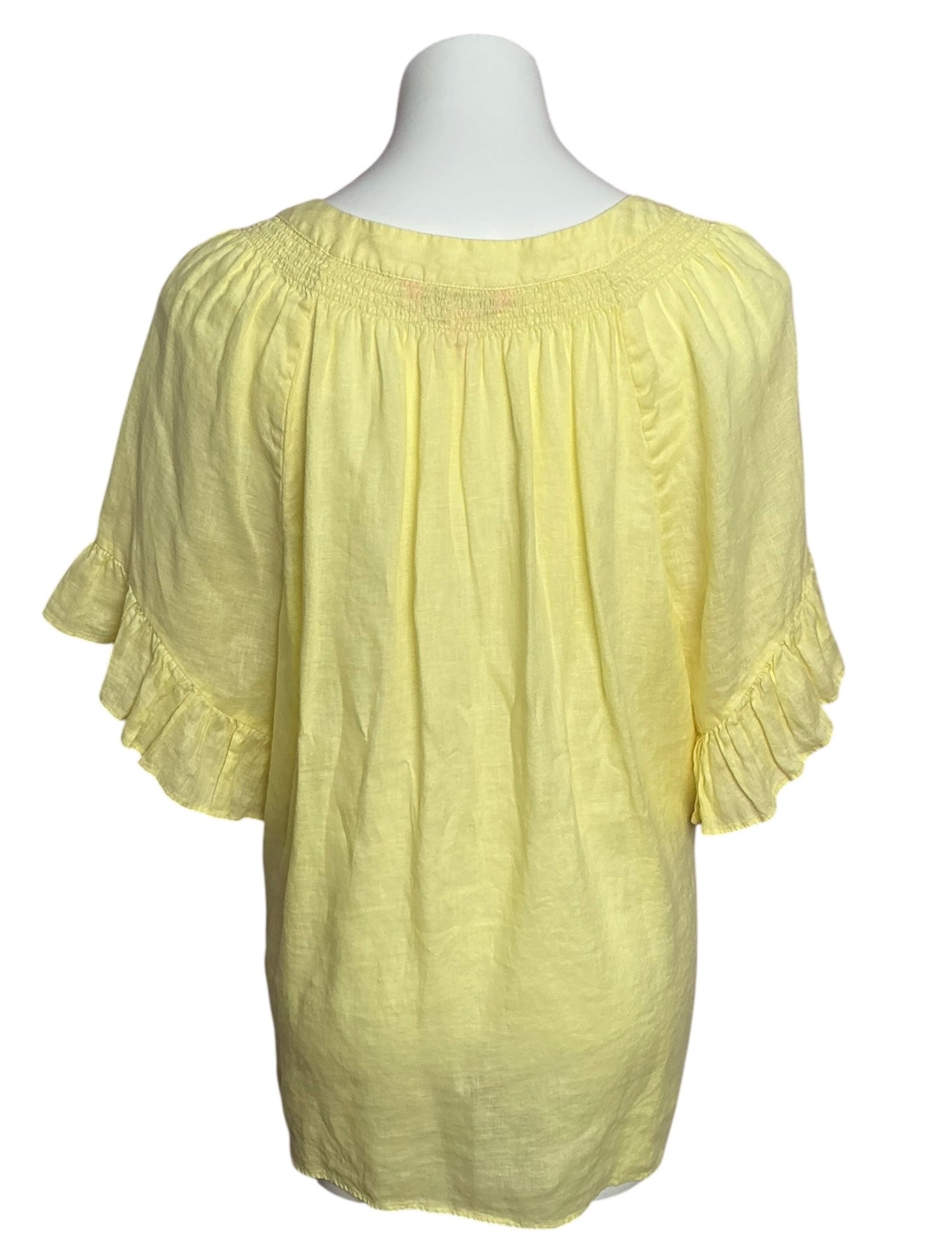 Lilly Pulitzer Tayla Short Sleeve Linen Top Creme Fraiche - Size XL