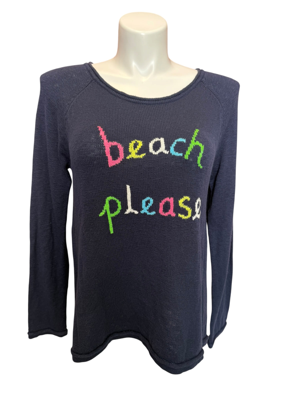 Lilly Pulitzer NWT Danette Sweater True Navy Beach Please Intarsia - Size XL