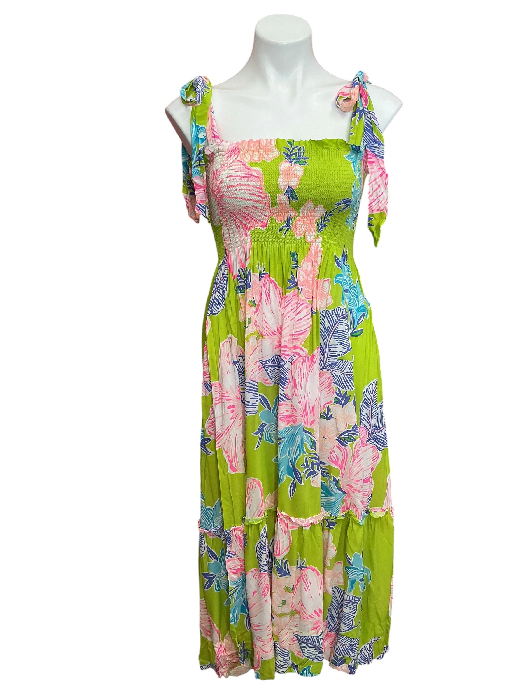 Lilly Pulitzer Rivera Midi Dress Matcha Green Boho Babe - Size XXS