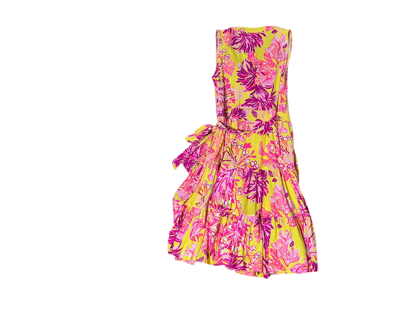 Lilly Pulitzer Folly Wrap Dress - Calla Yellow Floral Coral - Size xxs