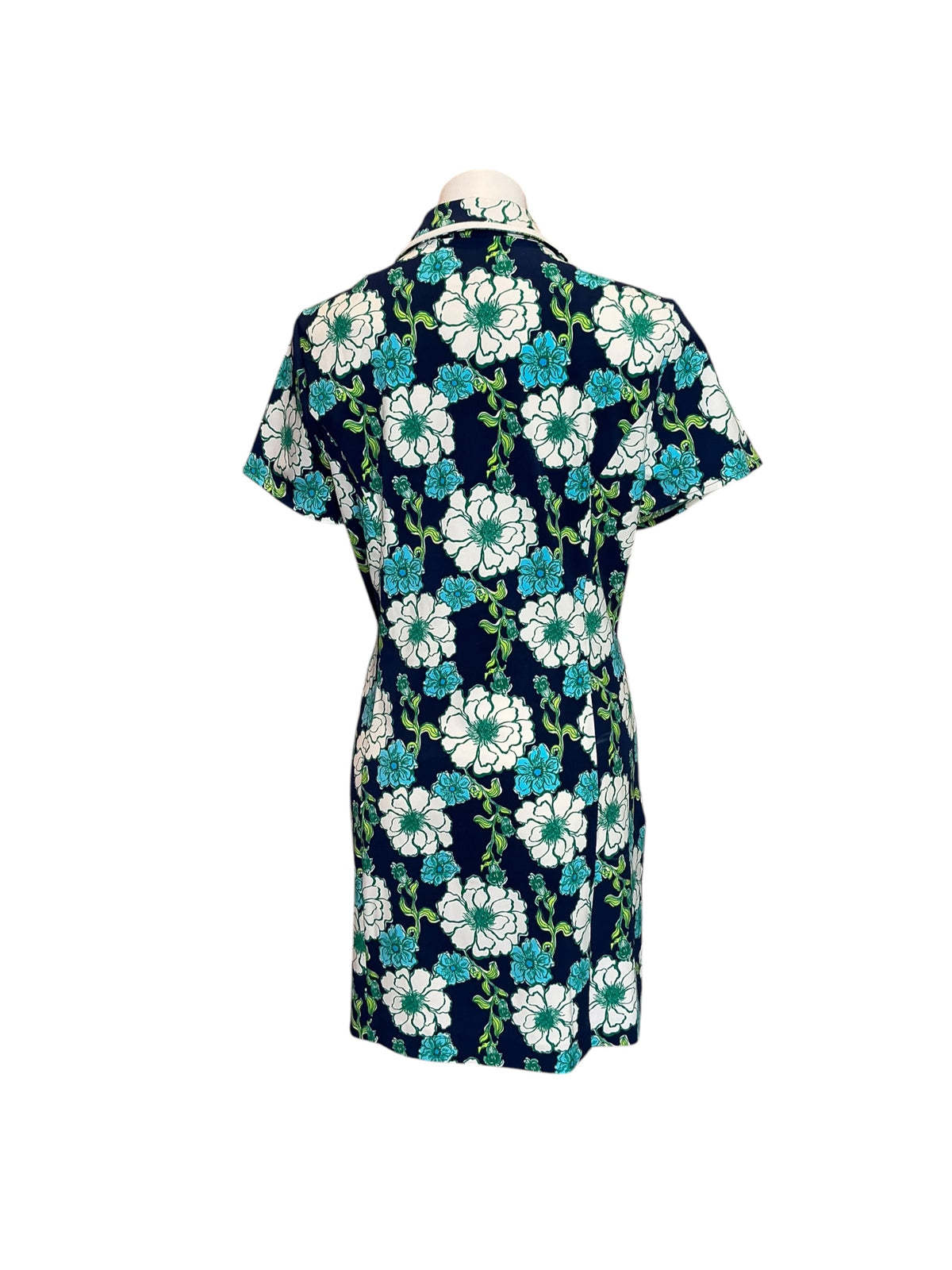 Lilly Pulitzer NWT Kathy Short Sleeve Dress UPF 50+ Low Tide Navy Go Big Golf - Size 14