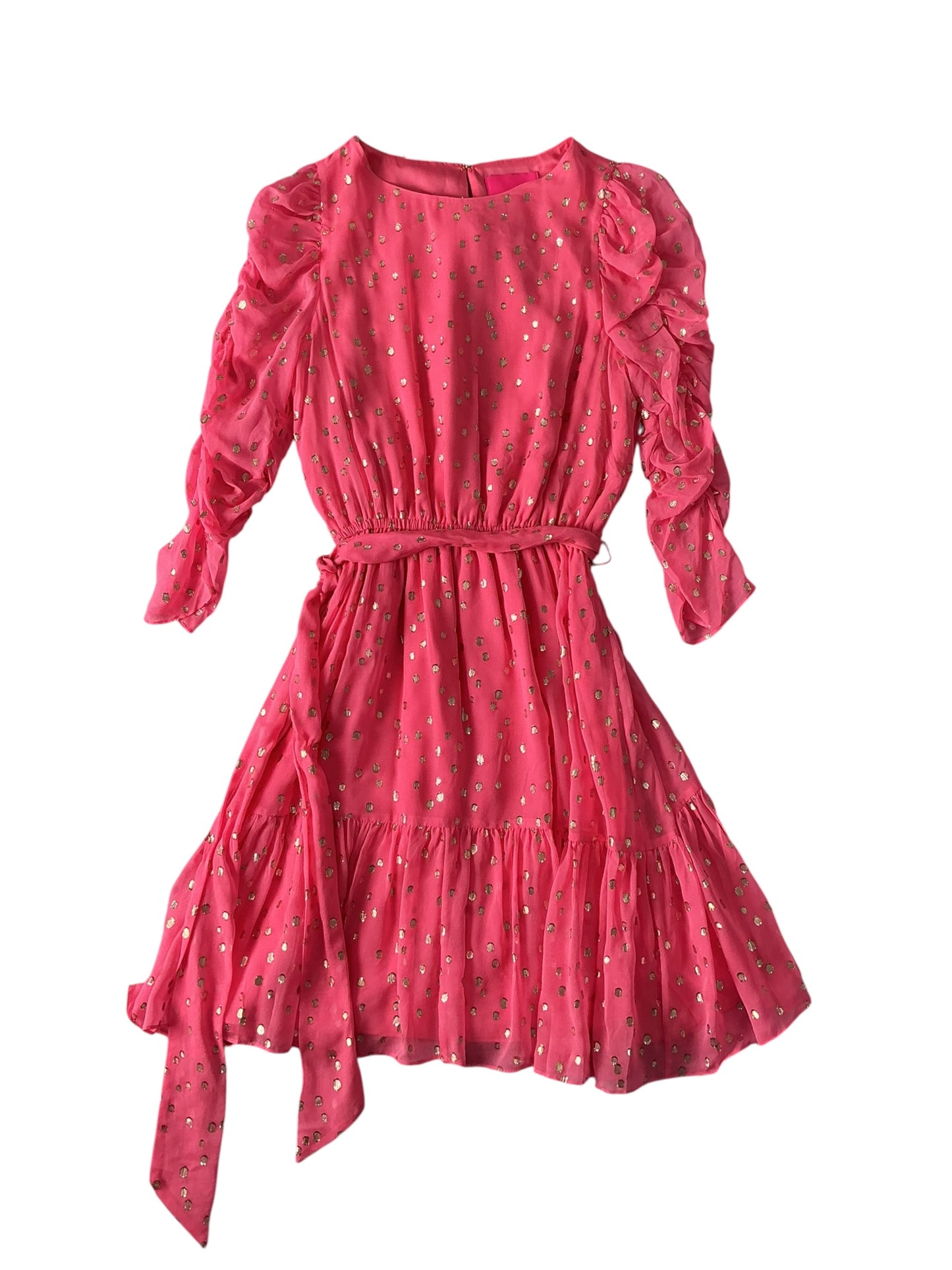 Lilly Pulitzer NWT Chianna Silk Dress Coral Sands with Gold Metallic Silk Clip - Size 4