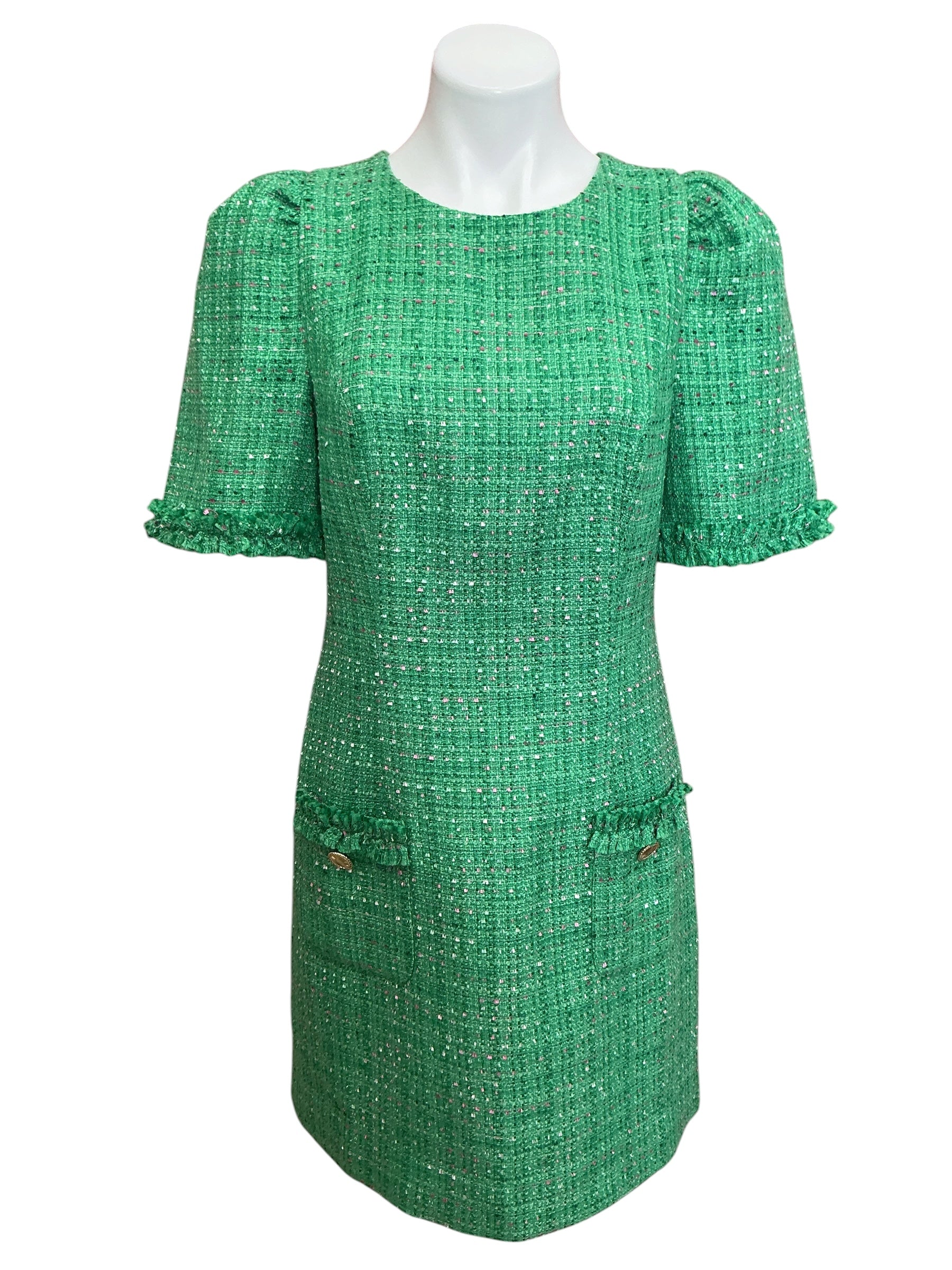 Lilly Pulitzer Ryner Boucle Tweed Shift Dress Kelly Green - Size 6