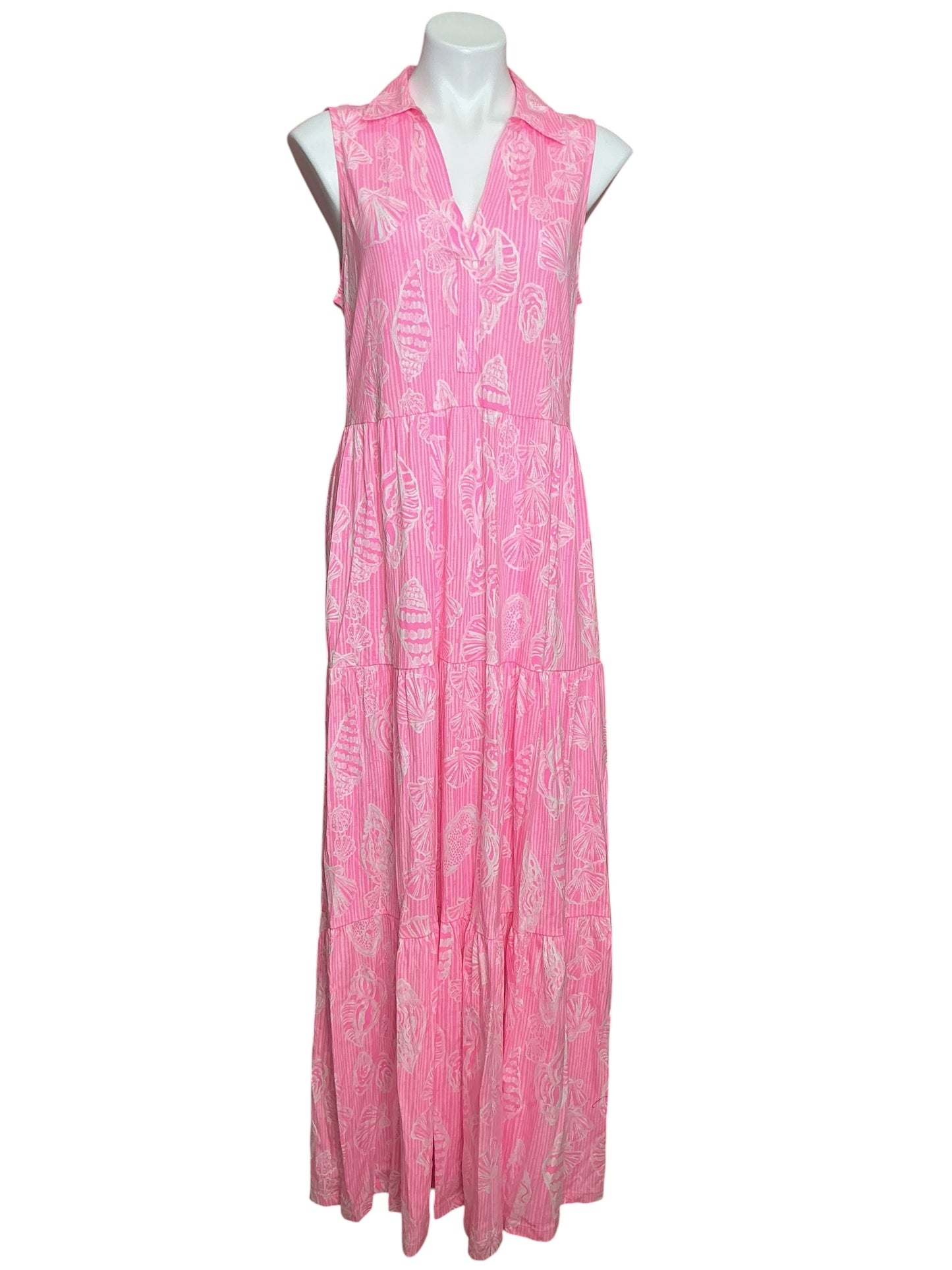 Lilly Pulitzer NWT Riegan Maxi Dress Rousseau Pink Cool As Shell - Size M