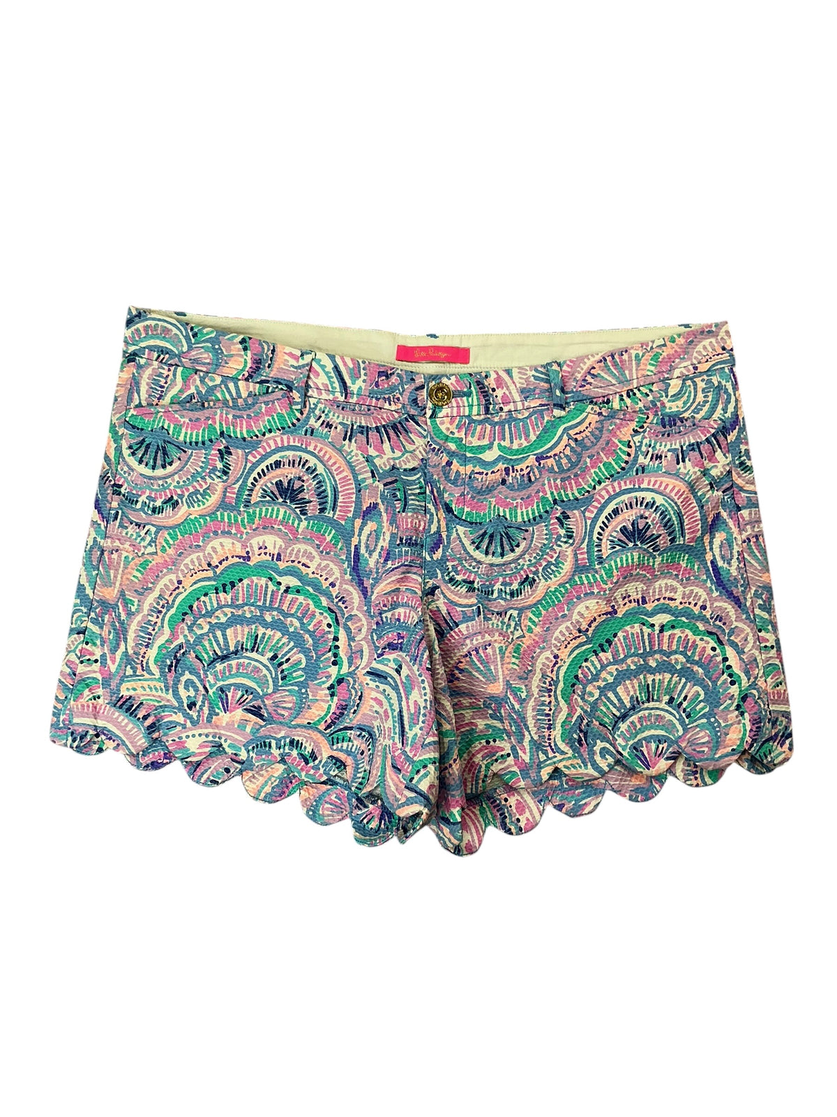 Lilly Pulitzer Buttercup Scalloped Shorts Biggest Fan - Size 16