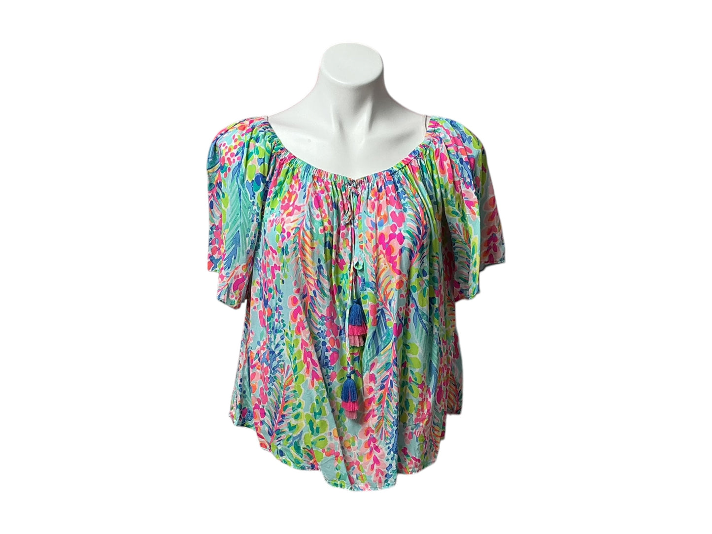Lilly Pulitzer Sain Off-The-Shoulder Top Catch the Wave - Size L
