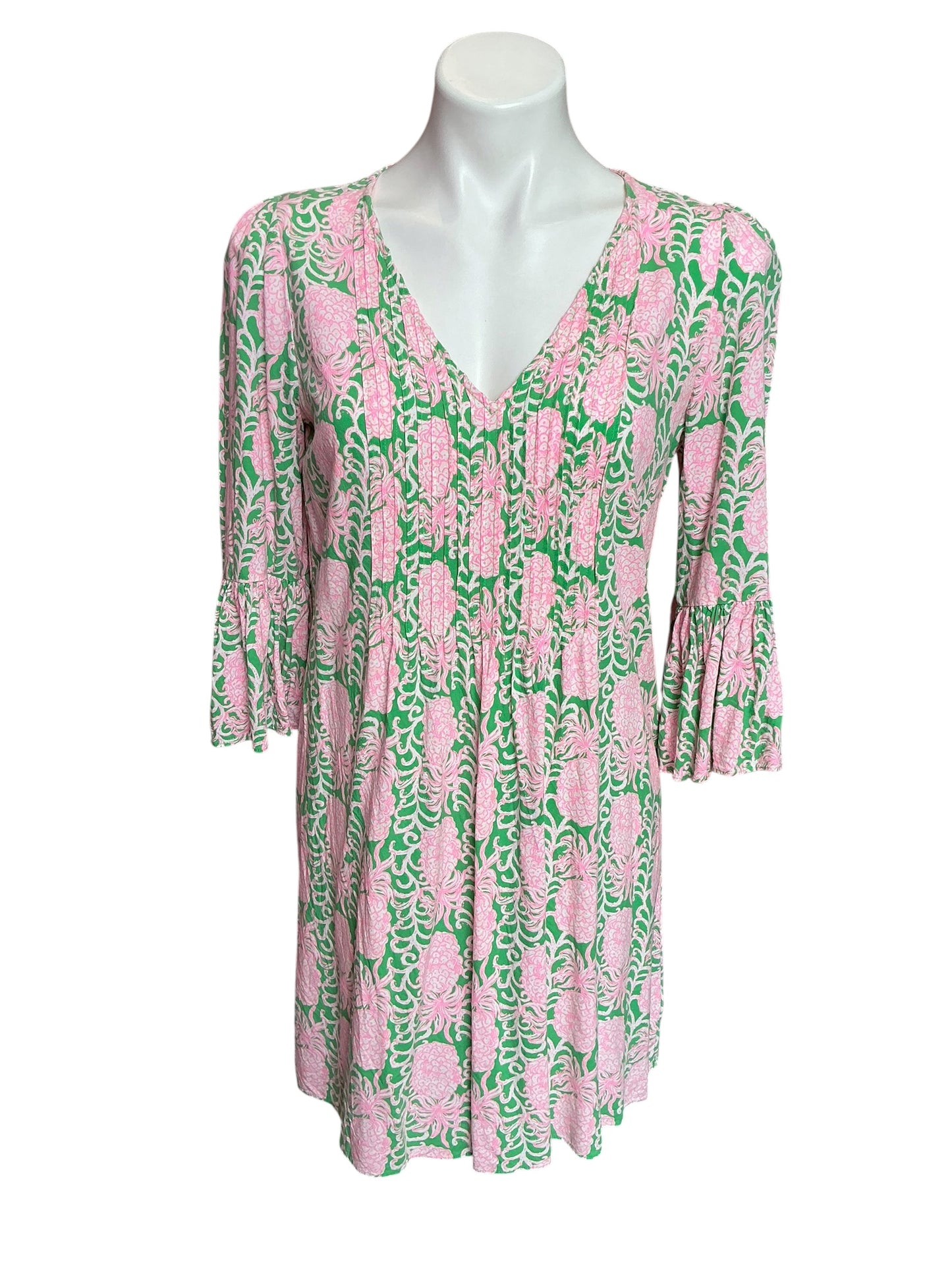 Lilly Pulitzer Danika 3/4 Sleeve Tunic Dress Fauna Green Party Like a Pineapple - Size 4