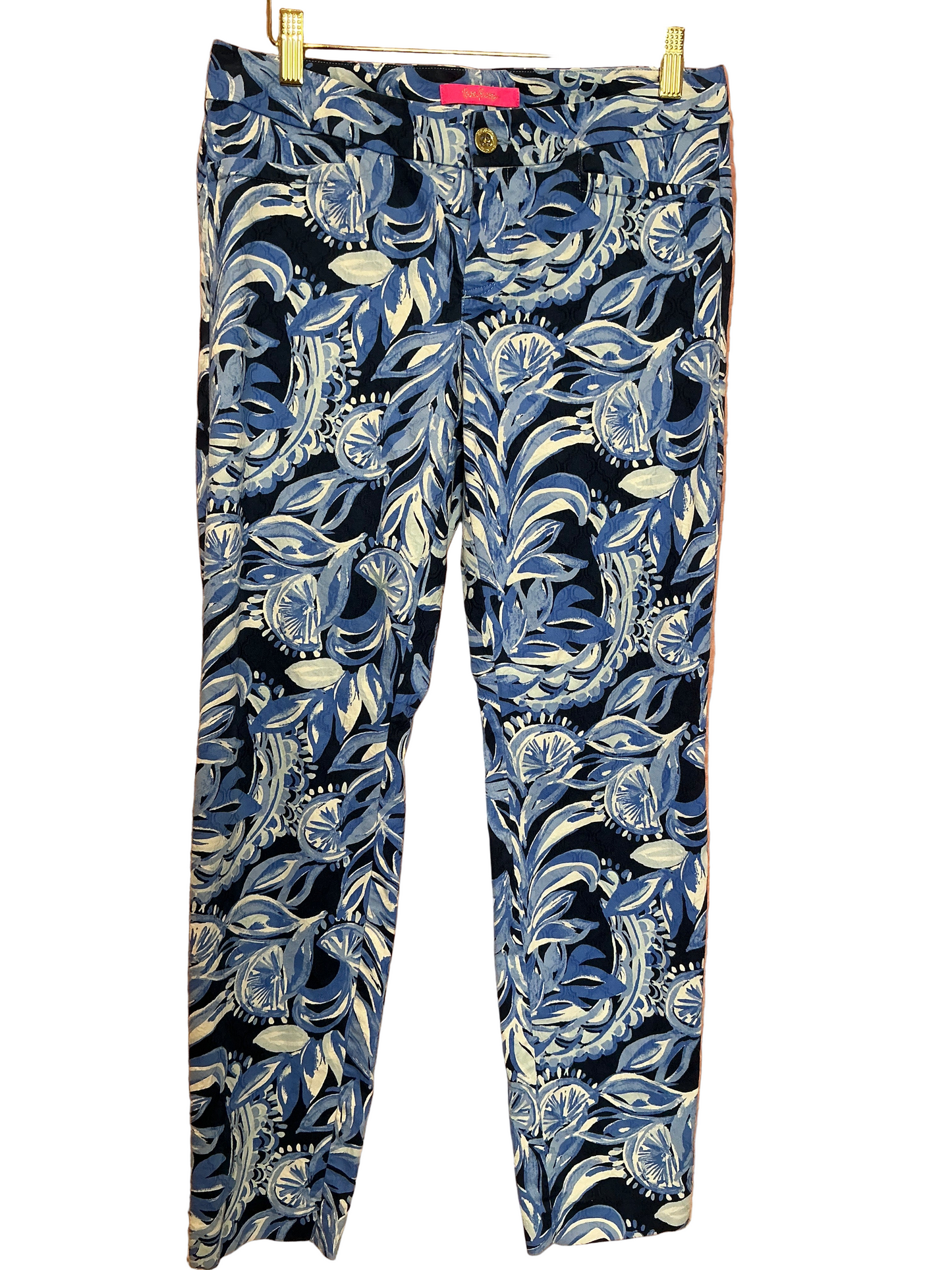 Lilly Pulitzer Kelly Skinny Pants High Tide Navy You're The Zest - Size 6