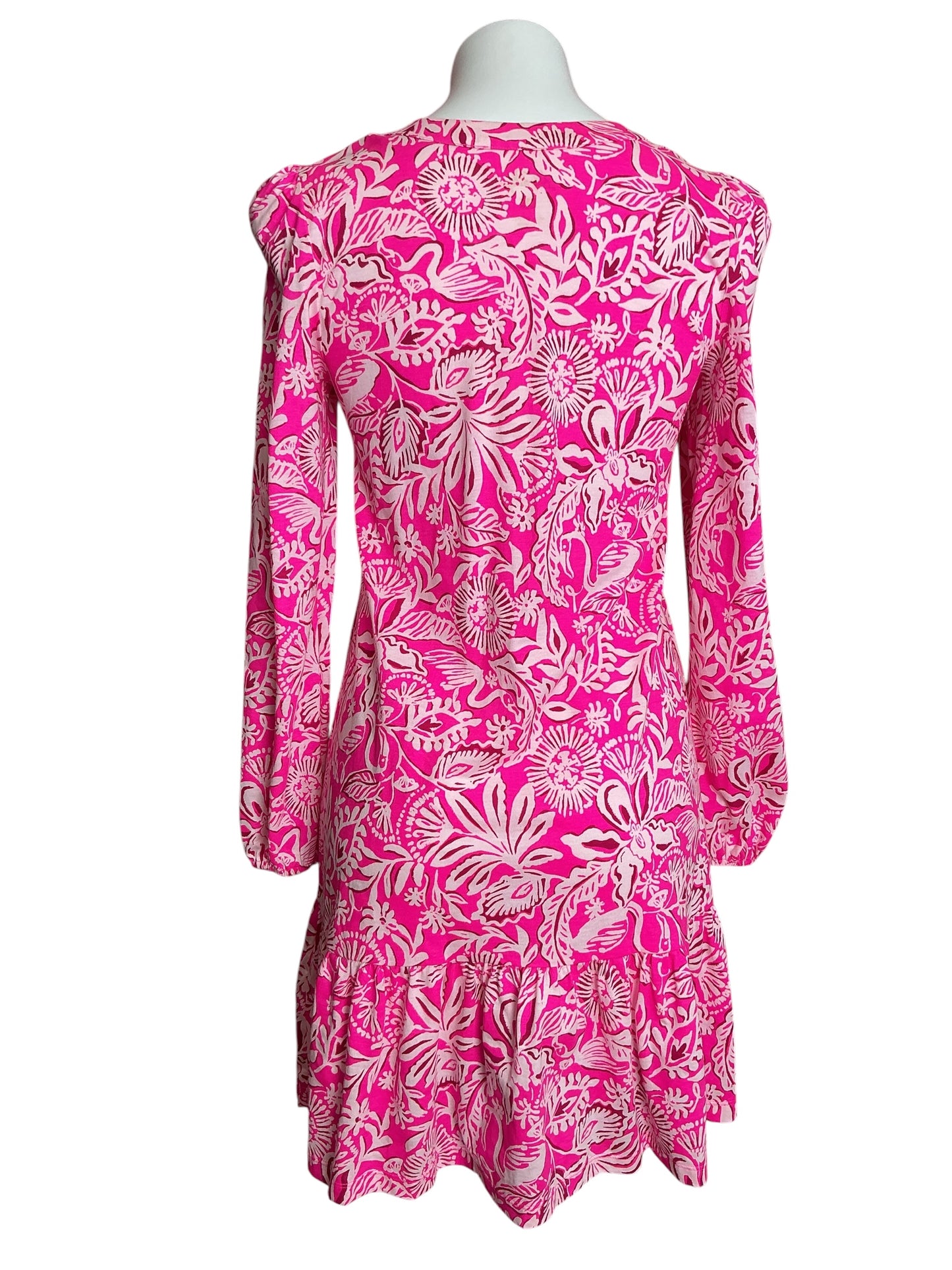 Lilly Pulitzer Alyssa Long Sleeve Dress Passion Fruit Pink Absolutely Flamazing - Size XS