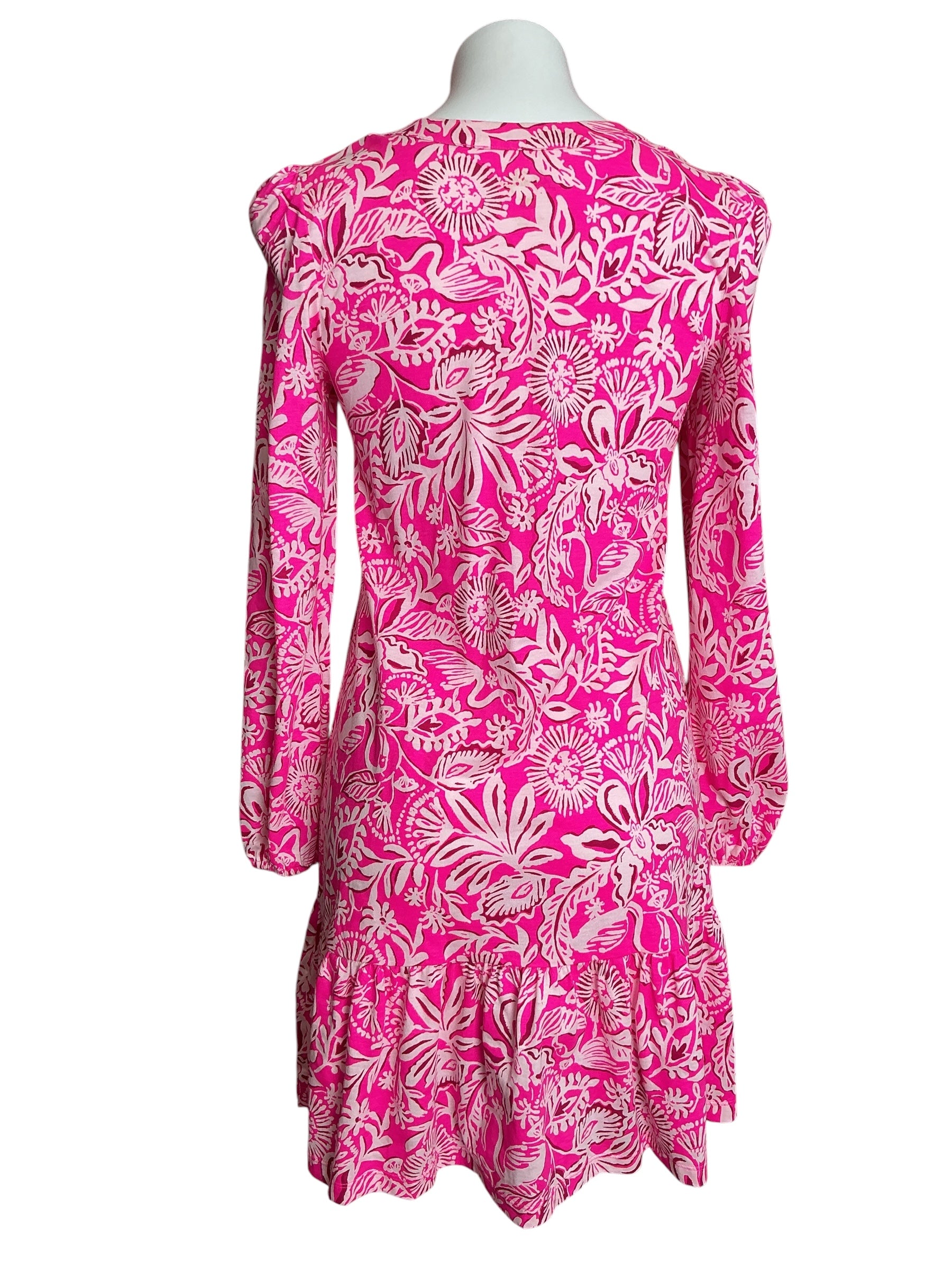 Lilly Pulitzer Alyssa Long Sleeve Dress Passion Fruit Pink Absolutely Flamazing - Size XS