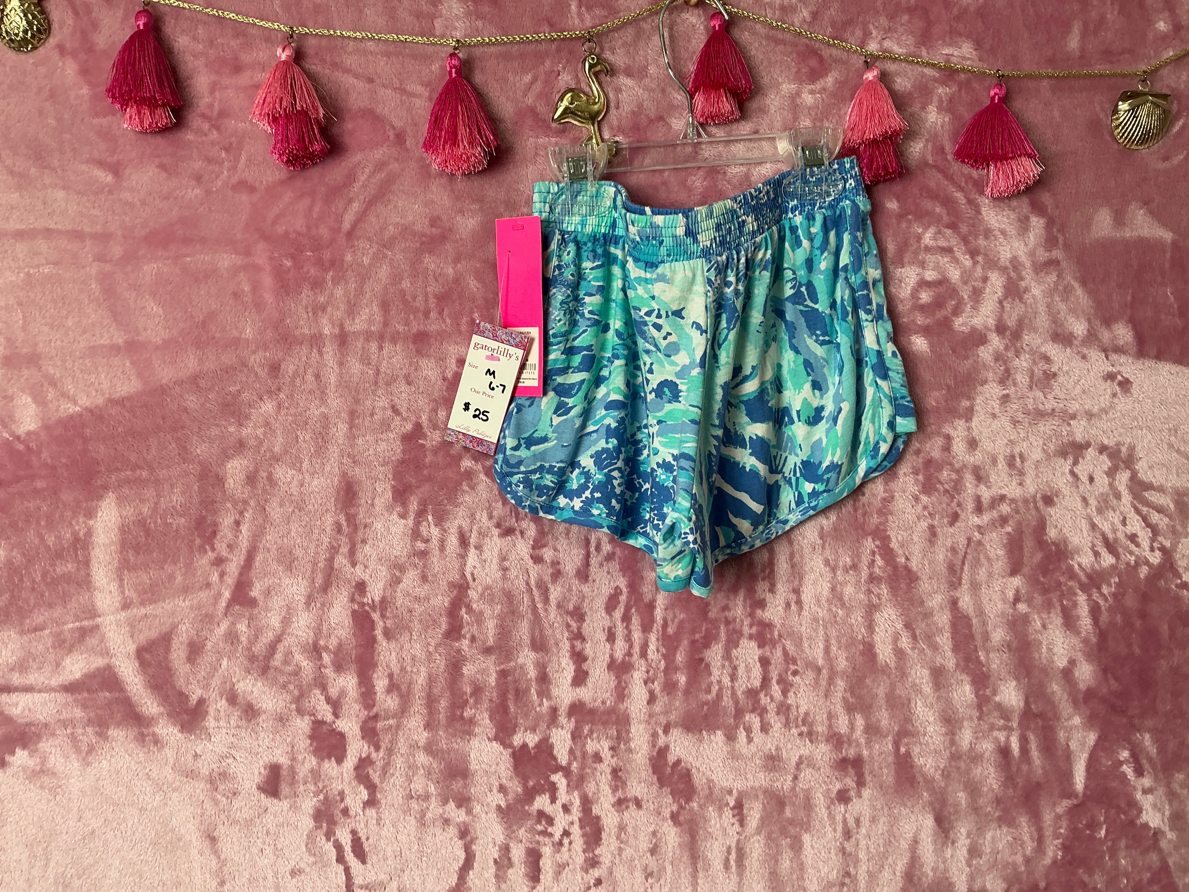 Lilly Pulitzer Kids Short NWT - Ceclie Short - Blue Haven - Hey Hey Soleil - Size M 6-7