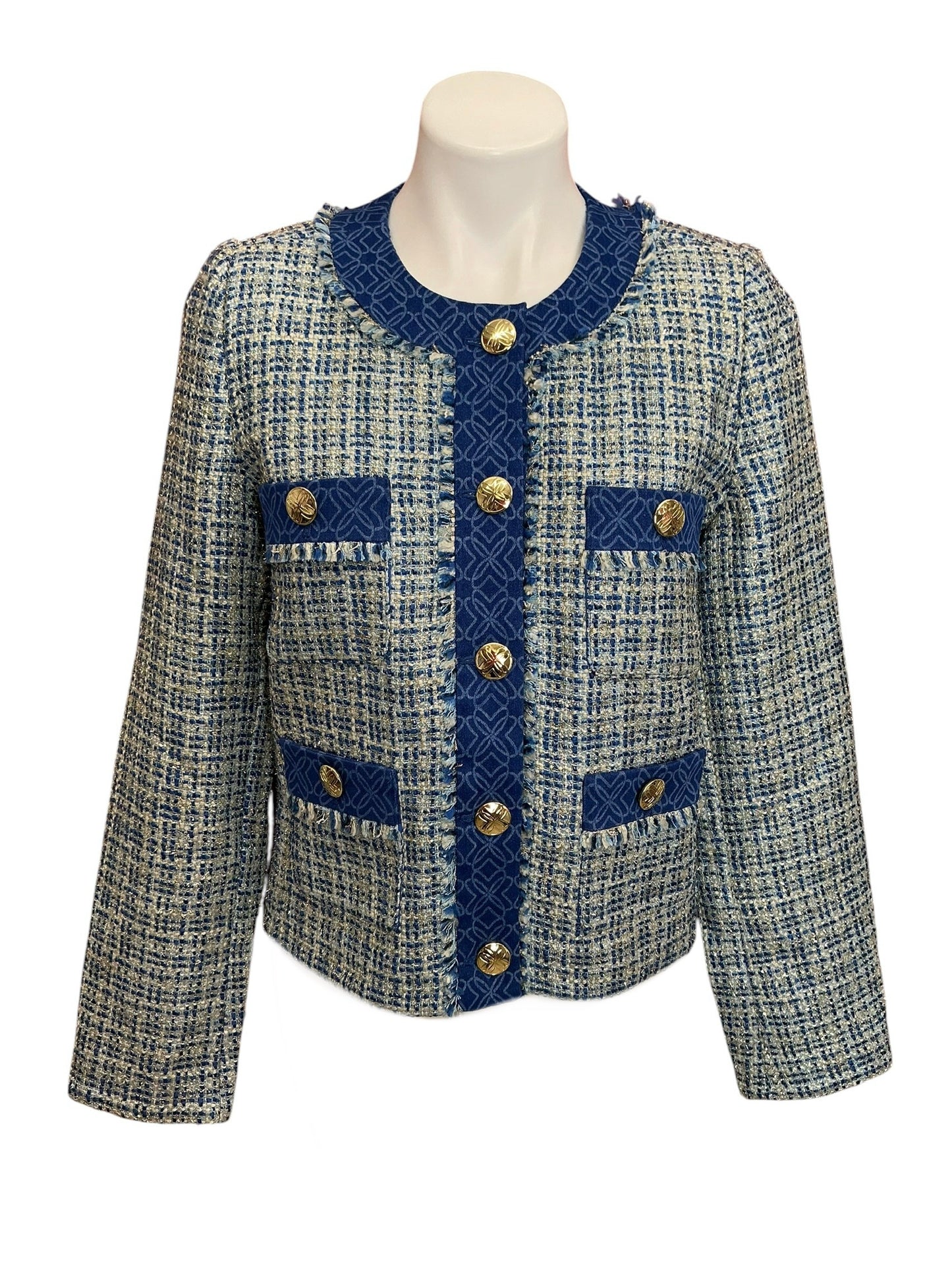 Lilly Pulitzer NWT Ascena Boucle Jacket Tangier Teal Ocean Deep Lurex Boucle - Size 4