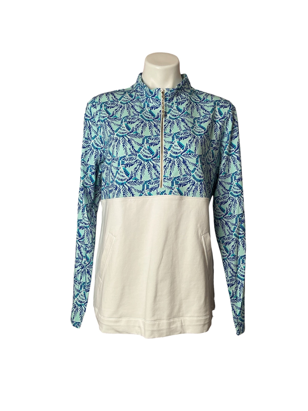 Lilly Pulitzer Asher Popover Top Whisper Blue One Of A Kind - Size L