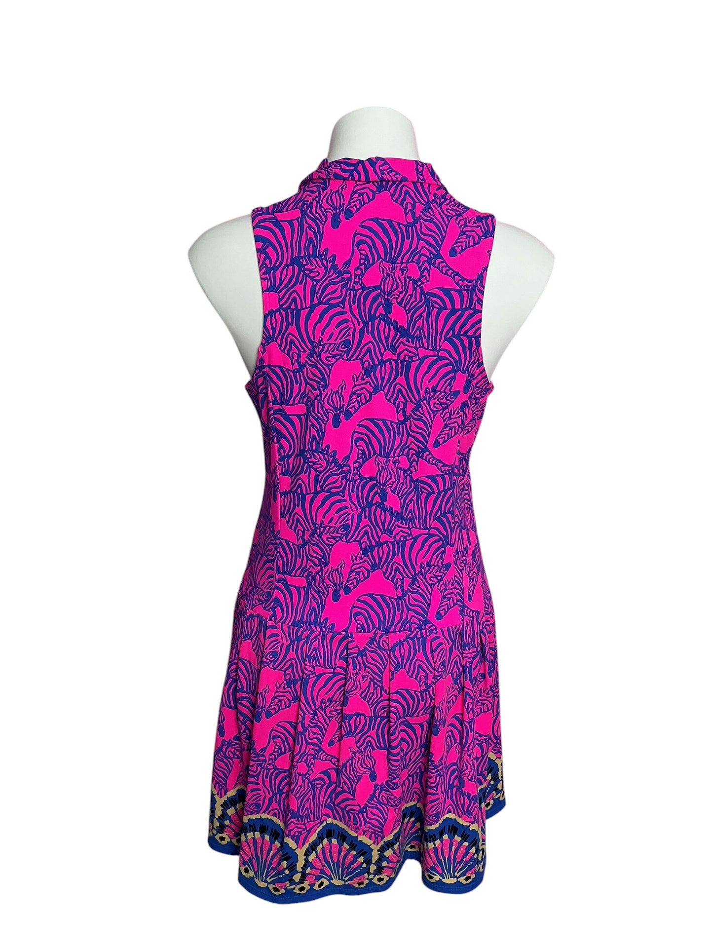 Lilly Pulitzer Luxletic Federica UPF 50+ Dress Passion Fruit Pink Lil Wild Nights Engineered - Size L