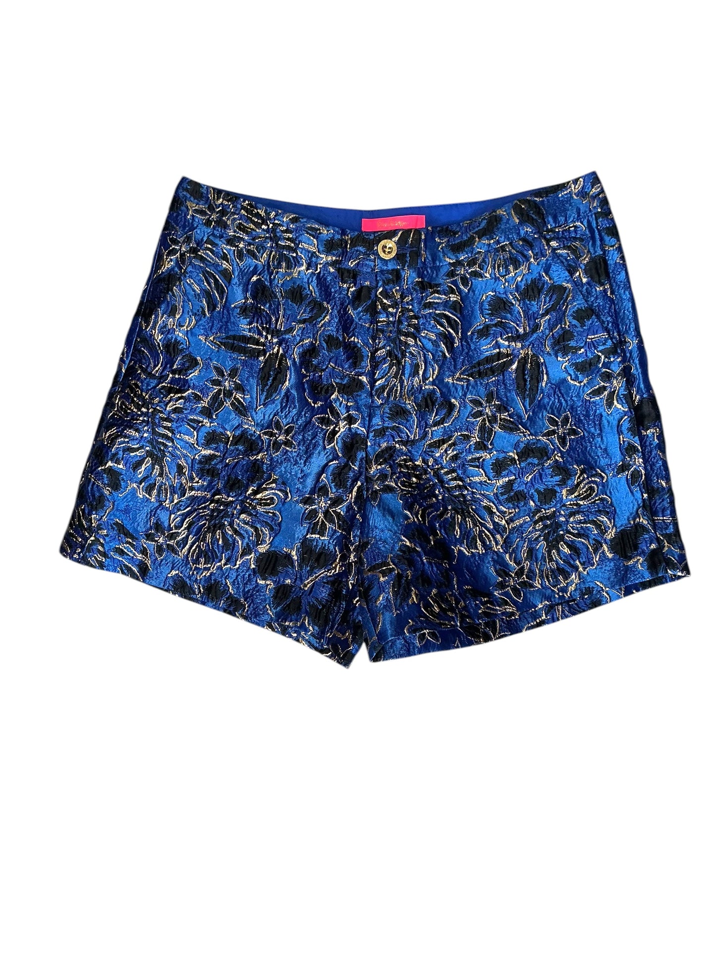 Lilly Pulitzer NWT Callahan High Rise Short Blue Grotto Twilight Floral Brocade - Size 12