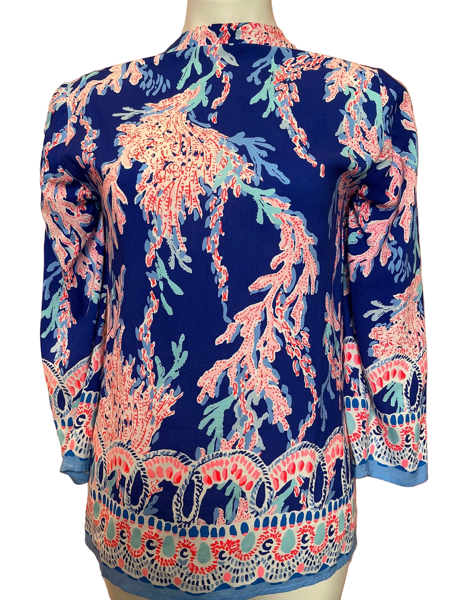 LILLY PULITZER Luna Bay Tunic Borealis Blue Swim On Over Engineere - Size XXS