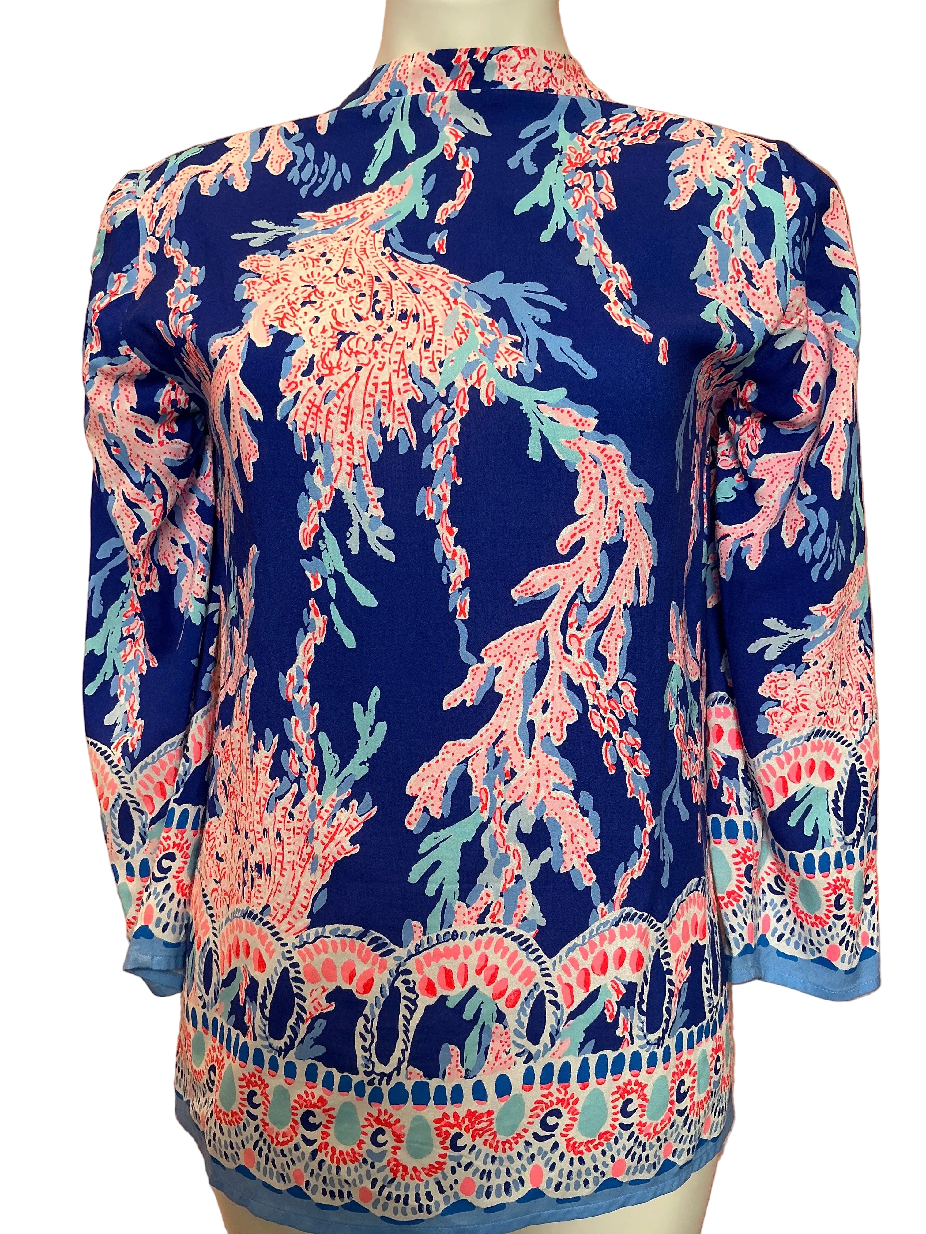 LILLY PULITZER Luna Bay Tunic Borealis Blue Swim On Over Engineere - Size XXS