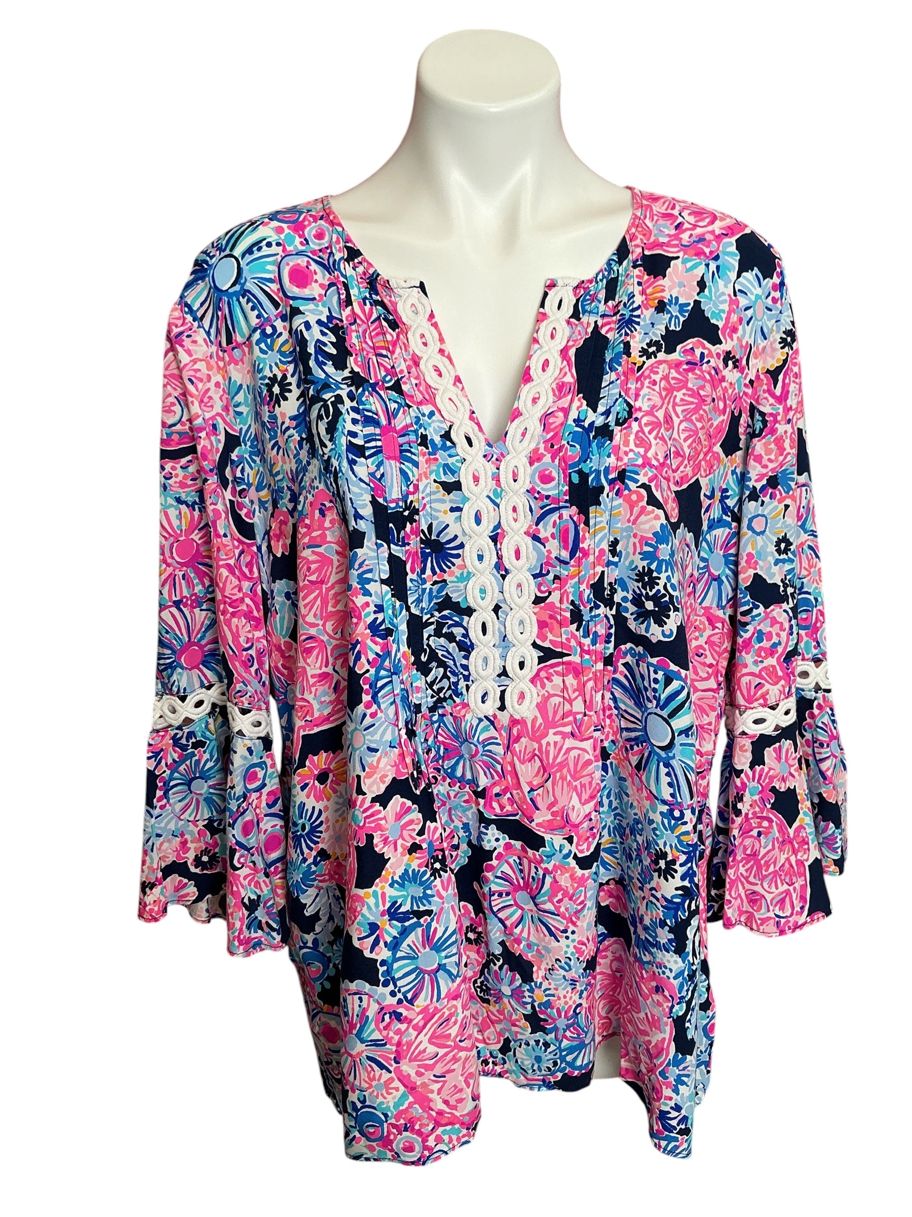 Lilly Pulitzer Hollie Tunic Pink Oasis Shell Me You Love Me - Size XL