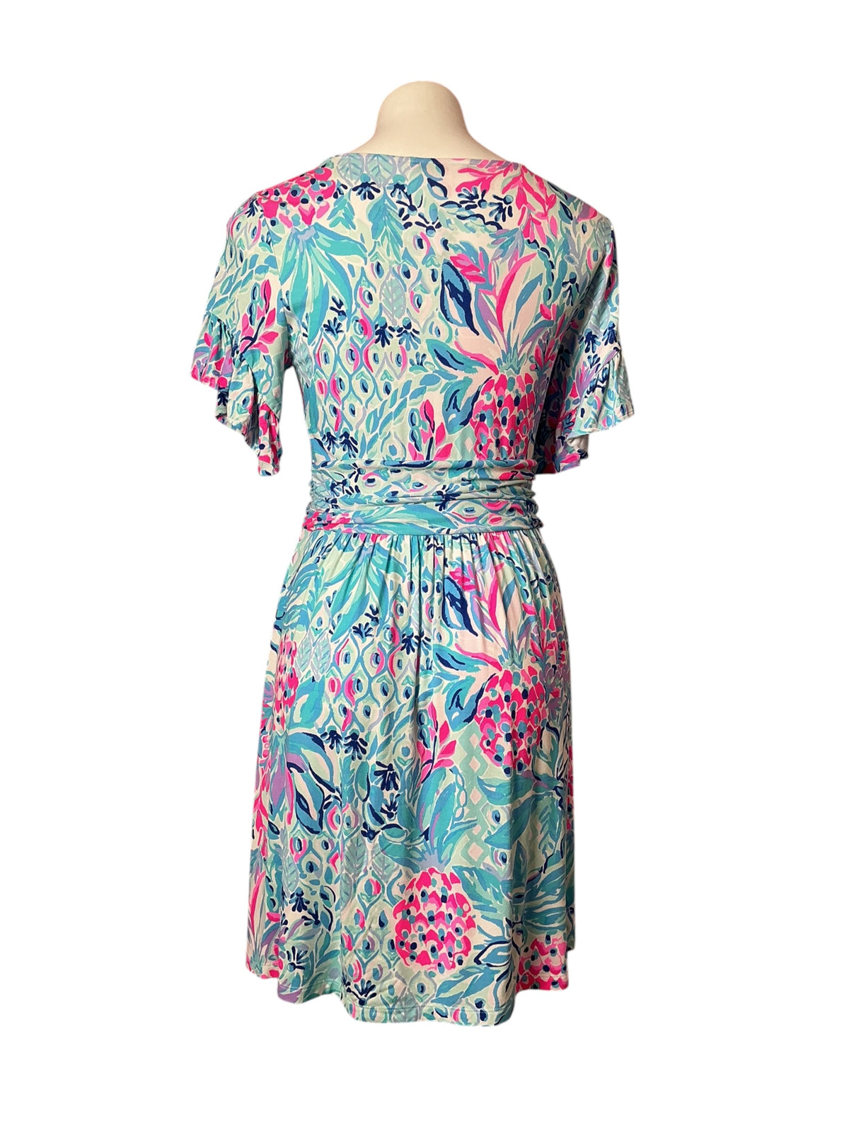 Lilly Pulitzer Riegan Print Knit Dress Zanzibar Blue Party Princess - Size M