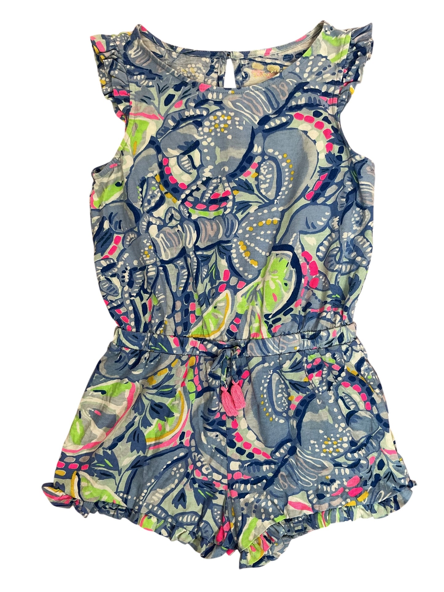Lilly Pulitzer Kids Girls Little Azel Romper Get Trunky - Size L 8-10