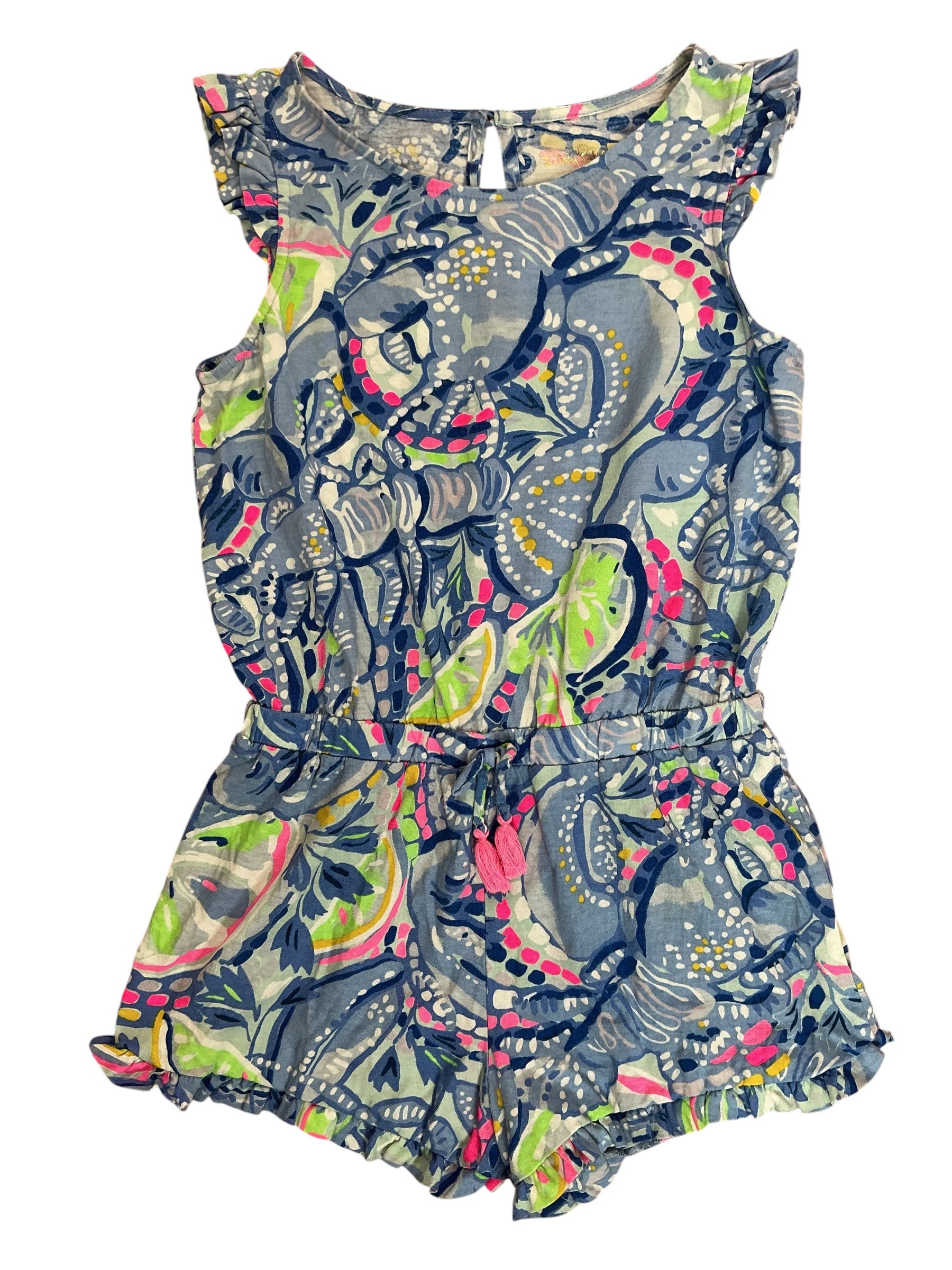 Lilly Pulitzer Kids Girls Little Azel Romper Get Trunky - Size L 8-10