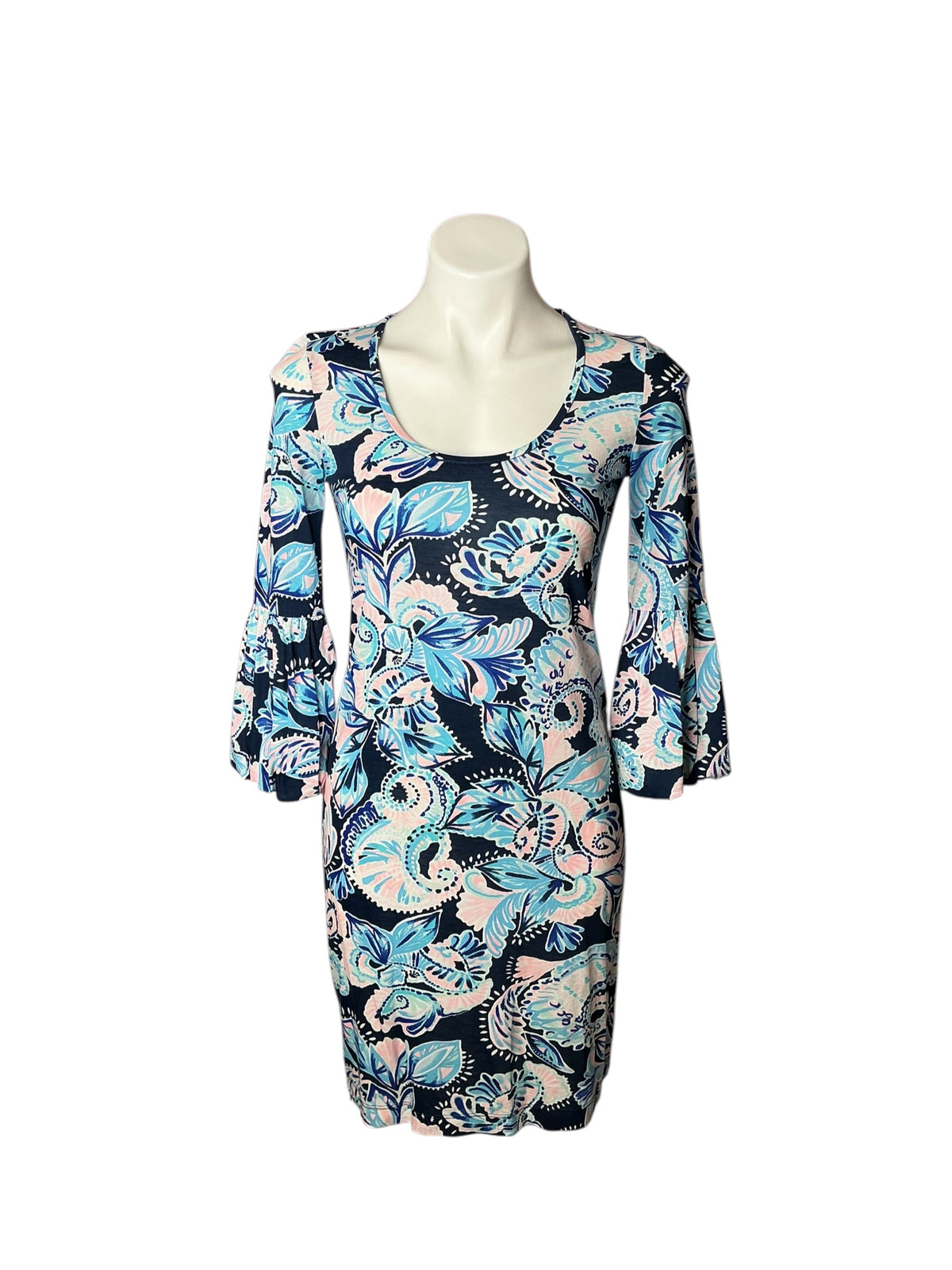 Lilly Pulitzer Carlile Dress High Tide Navy Holy Flockamolie - Size XXS