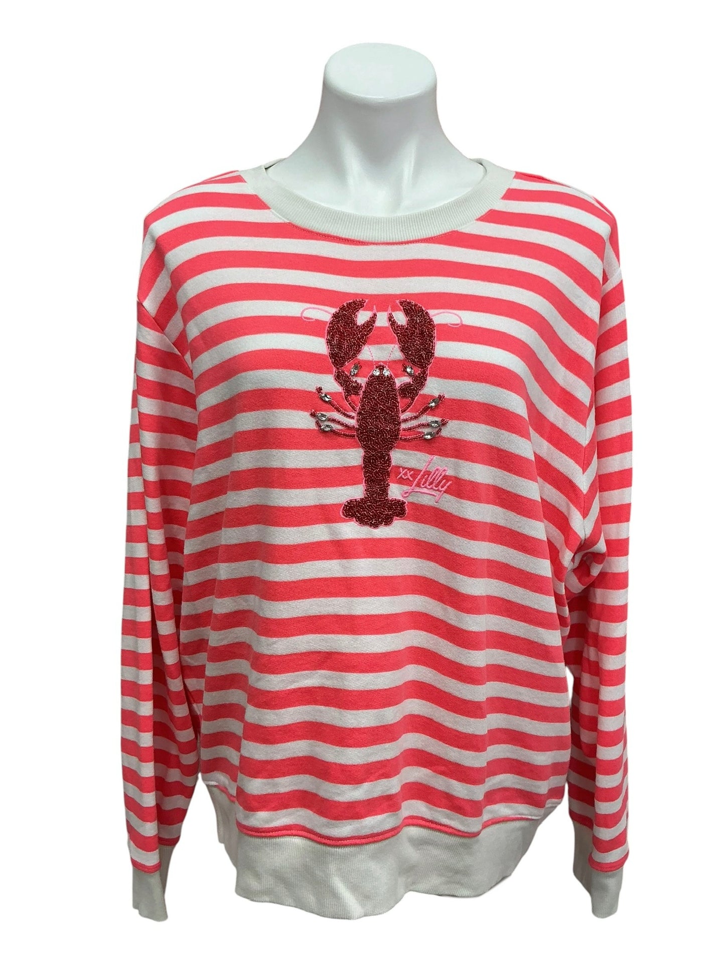 Lilly Pulitzer Ballad Sweatshirt Cane Coral So Clawsome - Size XL