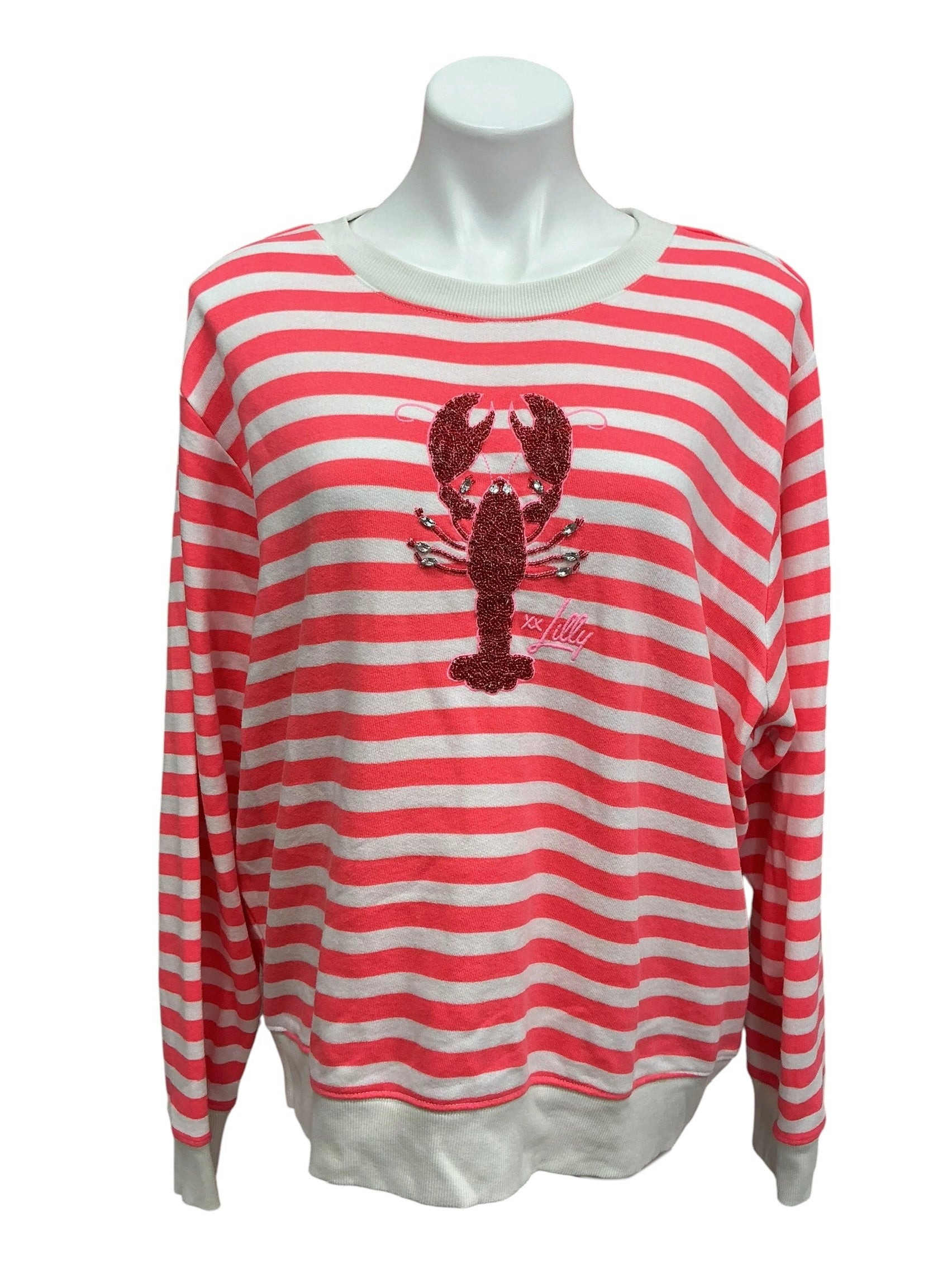 Lilly Pulitzer Ballad Sweatshirt Cane Coral So Clawsome - Size XL