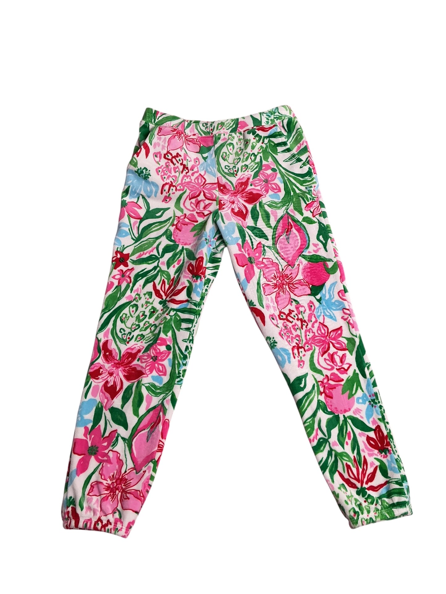 Lilly Pulitzer- Girls Mini Eleni Velour Pants Multi Glowing Gardens Size M(6-7)