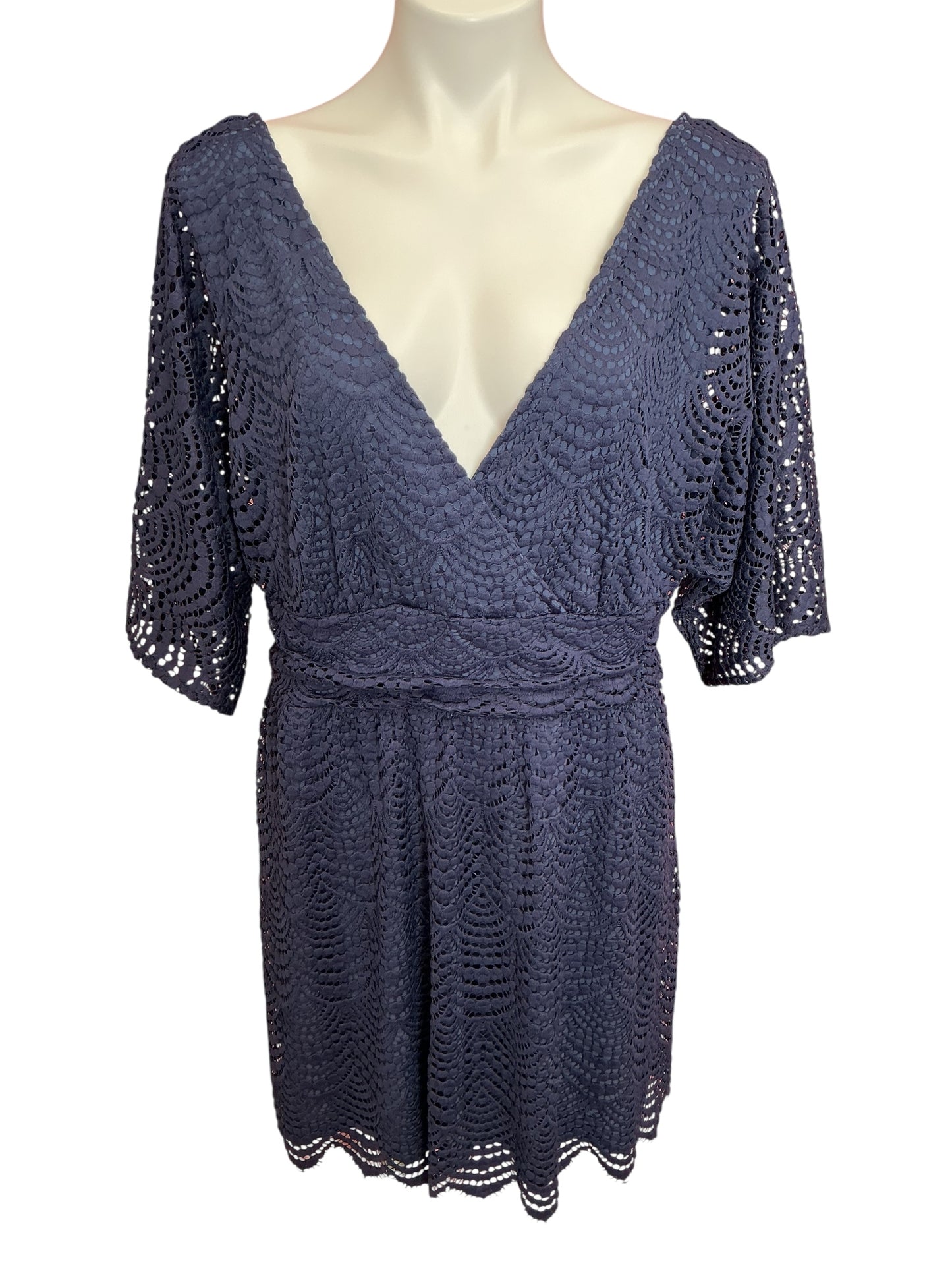 Lilly Pulitzer NWT Parigi Skort Romper True Navy Scalloped Shell Lace - Size XL