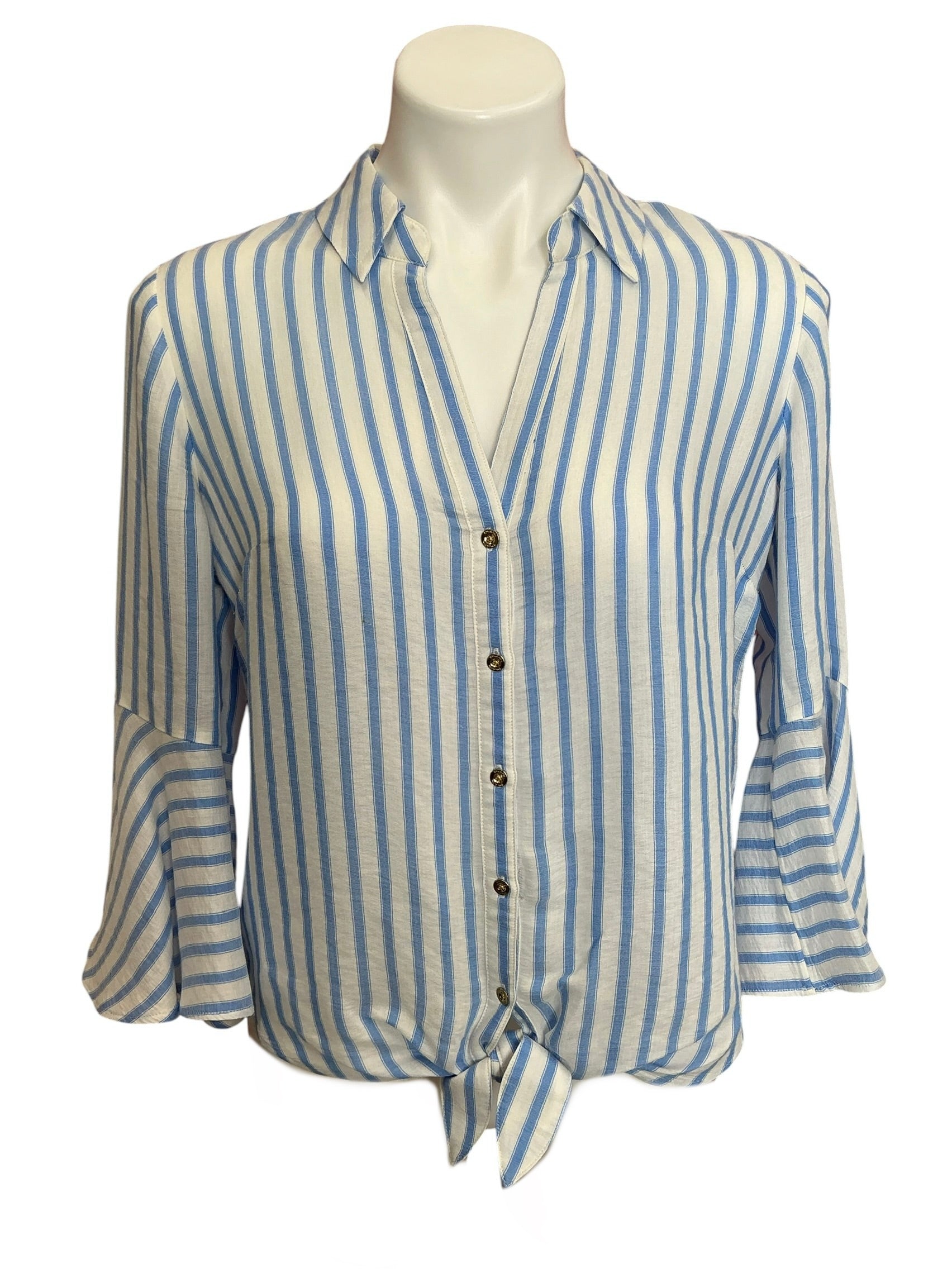 Lilly Pulitzer Lysa Tie Front Button Down Blouse Beachy Yarndyed Stripe - Size S