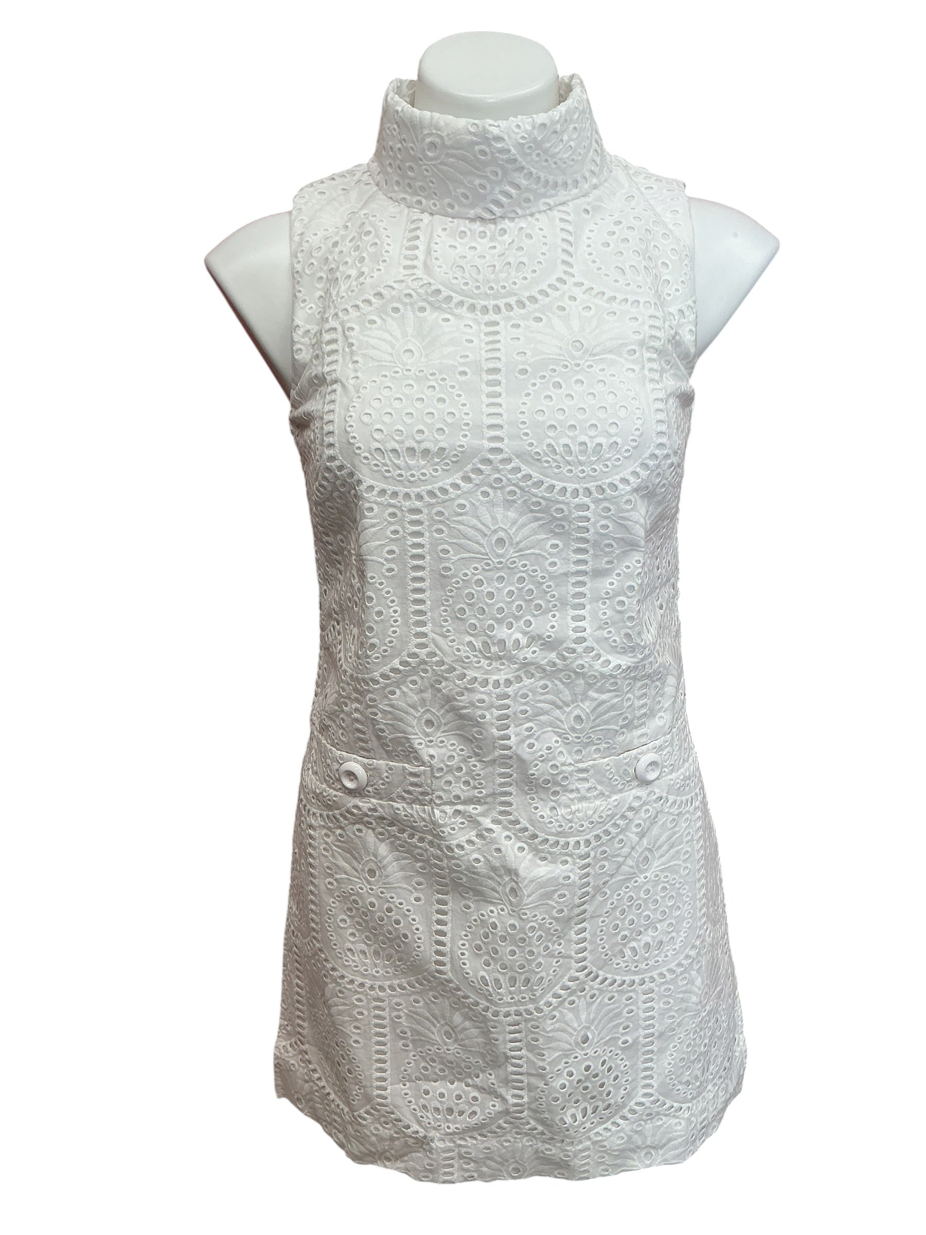 Lilly Pulitzer NWT Zander Sleeveless Romper Resort White Pineapple Tile Eyelet - Size 0