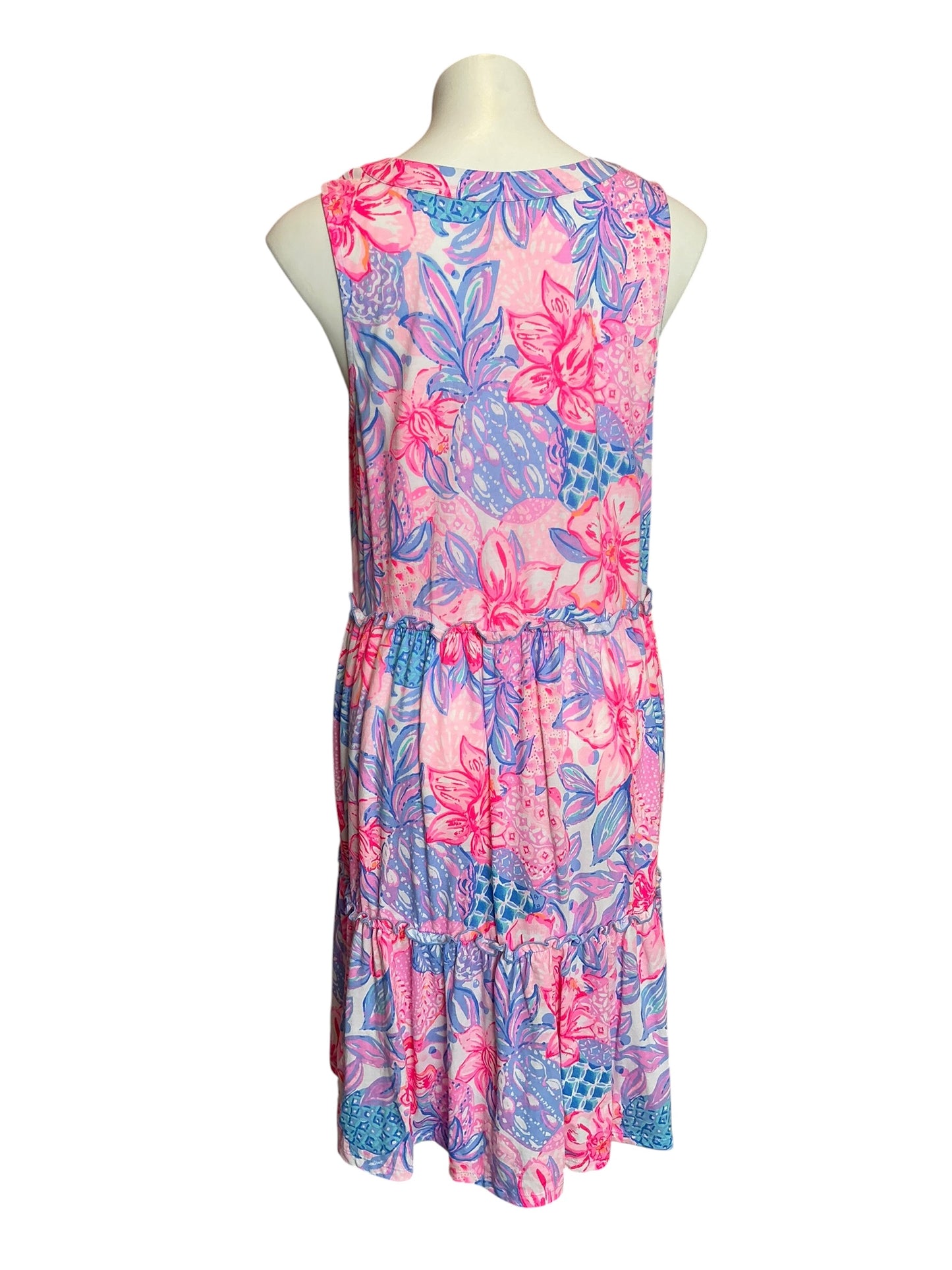 Lilly Pulitzer Lorina V-Neck Swing Dress Pink Isle Snappy Turtle - Size L