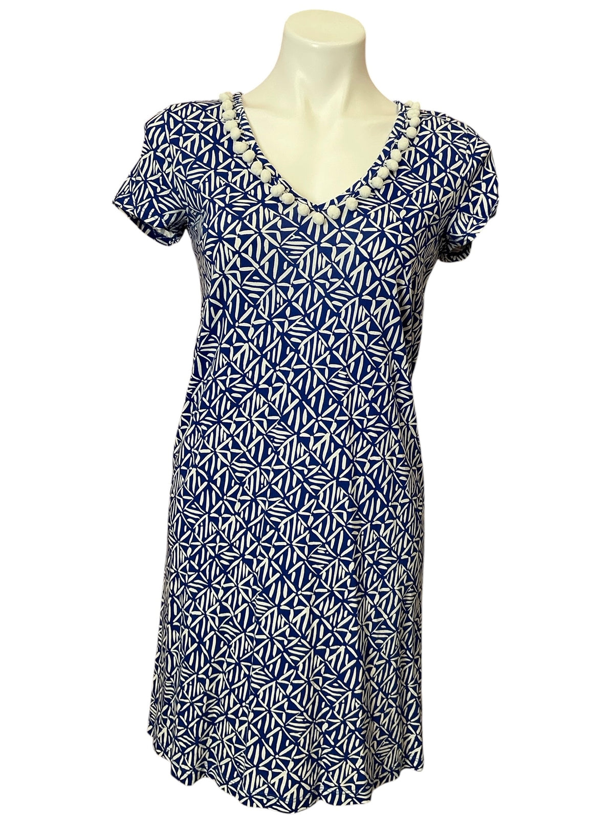 Lilly Pulitzer Etta V Neck Dress Corsica Blue Easy Peasy - Size XS