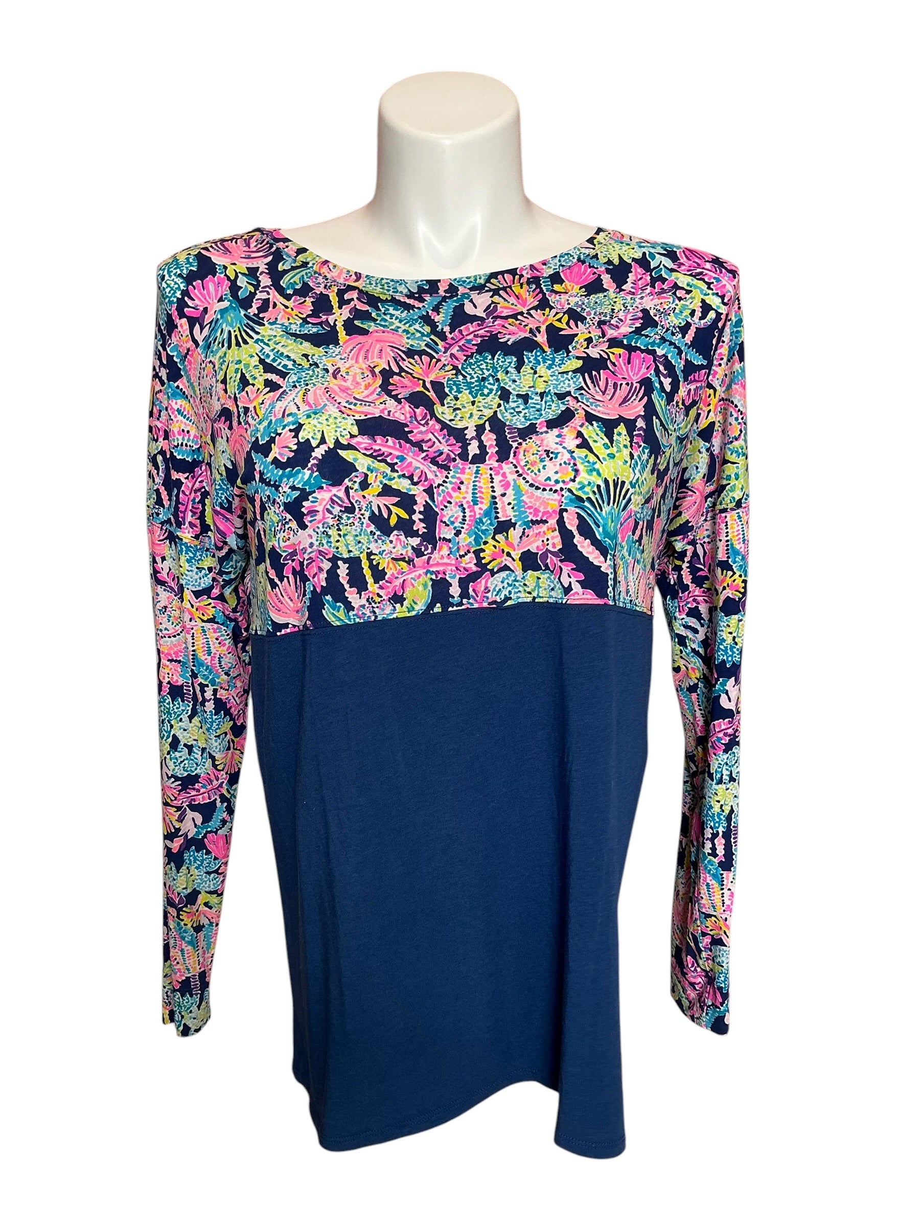 Lilly Pulitzer Finn Top Oyster Bay Navy Seen and Herd - Size L
