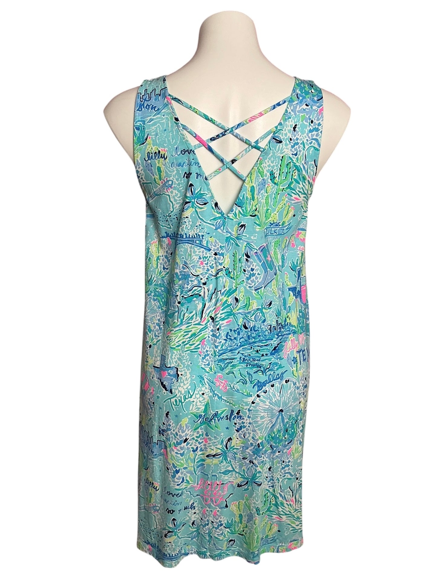 Lilly Pulitzer Kristen Swing Dress Bayside Blue Lilly Loves Texas - Size M