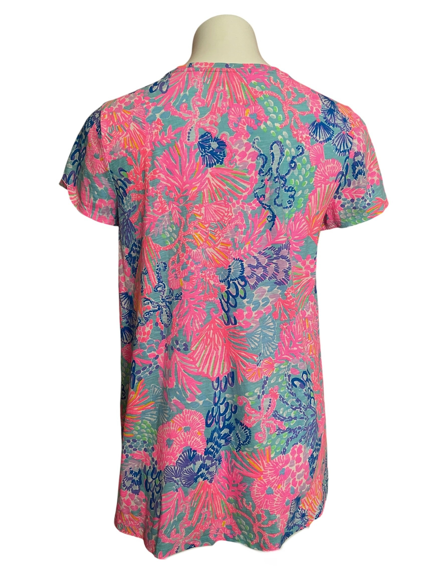 Lilly Pulitzer Etta V Neck Top Carnivale Coral - Size M
