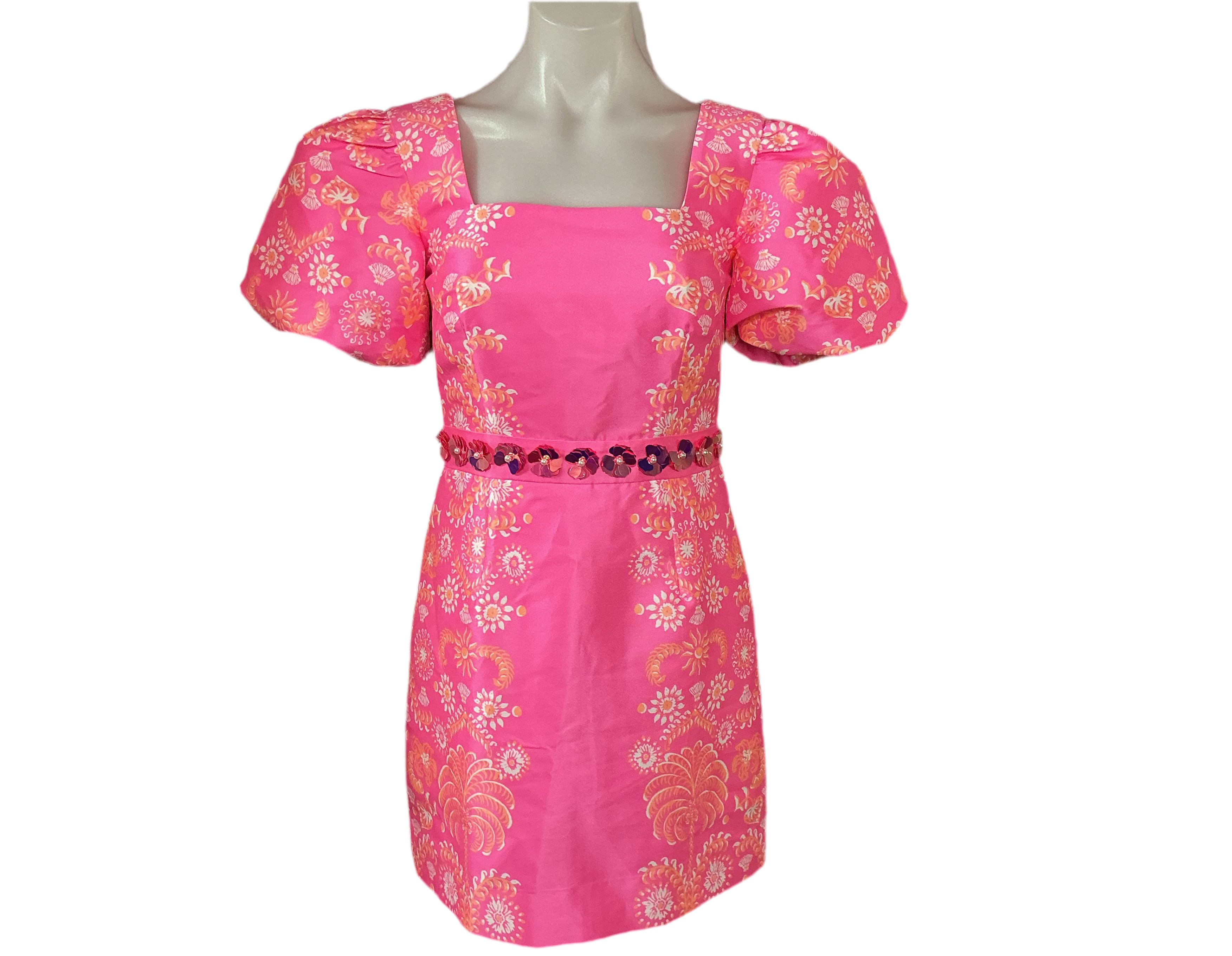 Lilly Pulitzer NWT - Cohen Skirted Romper - Sun-Kissed Pink Breezy Palm Engineered - Size 00