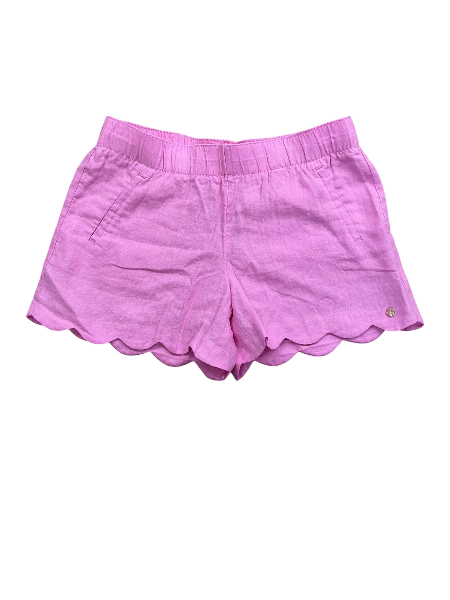 Lilly Pulitzer Brea Linen Scallop Shorts Lilac Rose - Size M